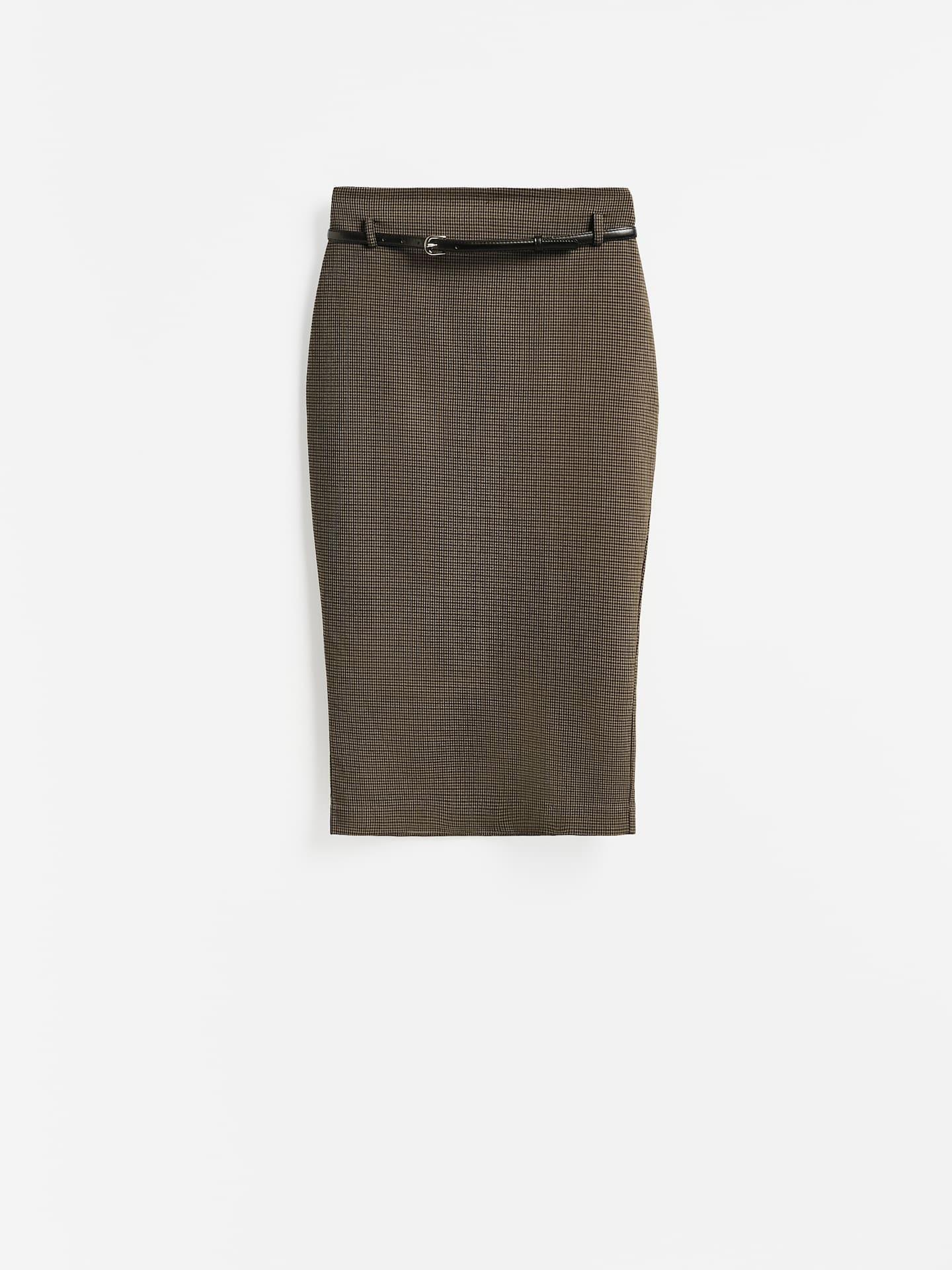 Multicolour Midi Skirt With Belt, Multicolor, large image number 0