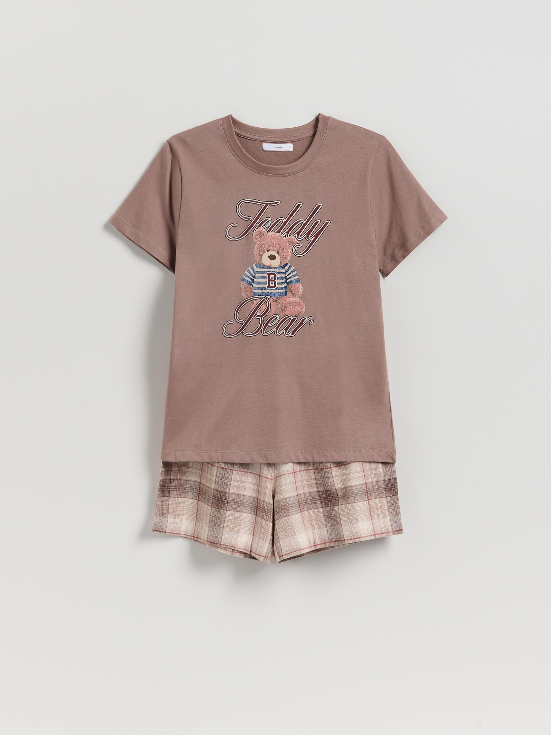 Brown Two Piece Printed Pyjama Set, Brown, large image number 0