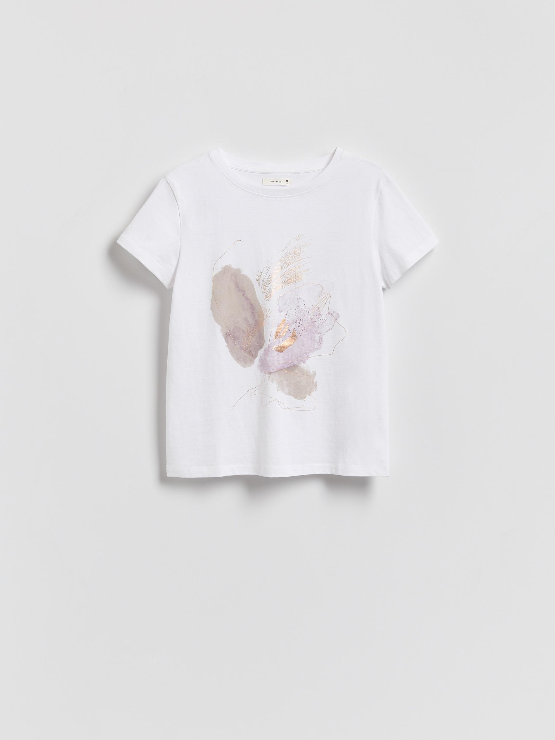White T-Shirt With Print, White, large image number 0