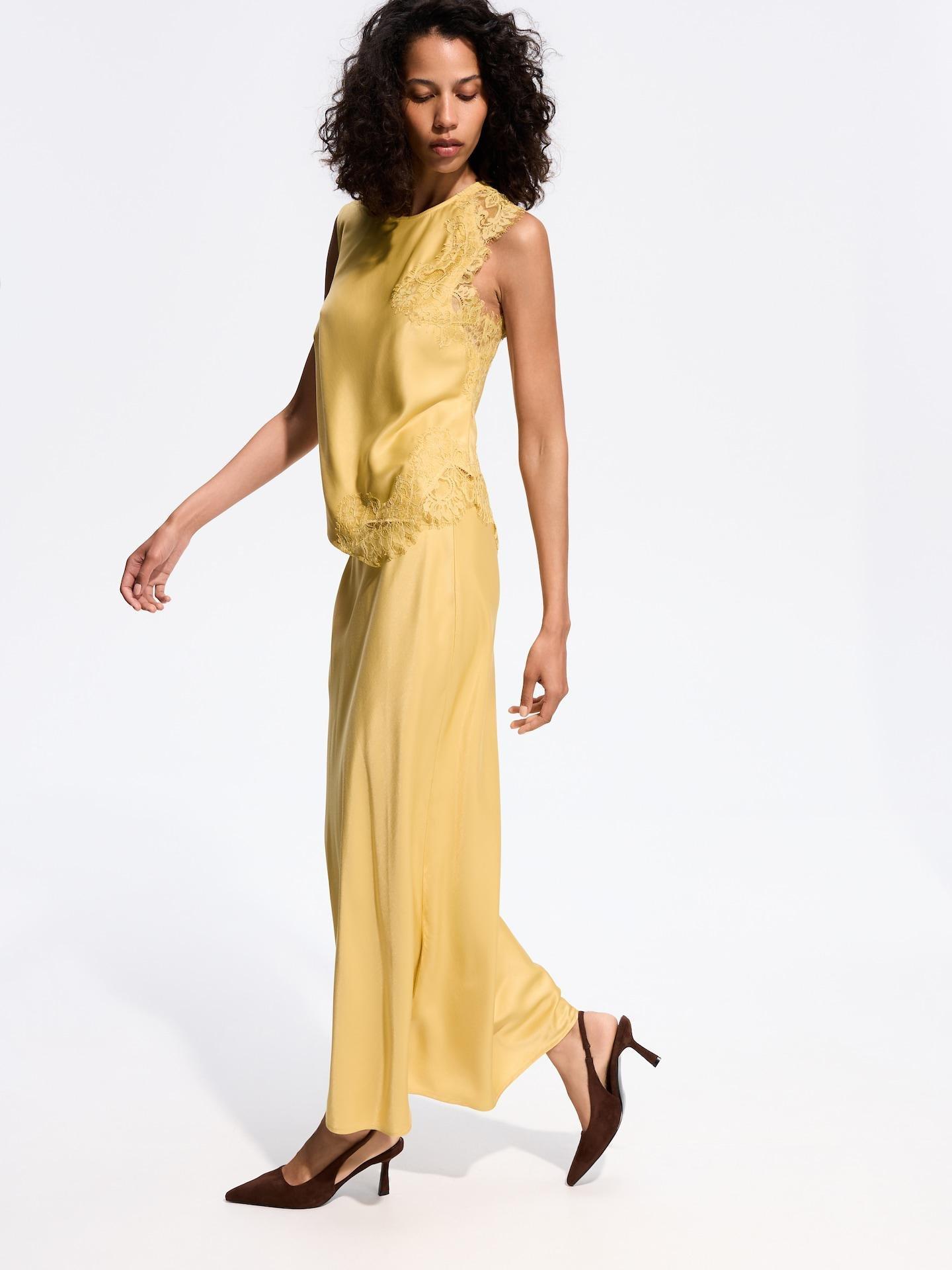 Yellow Midi Skirt, Yellow, large image number 0