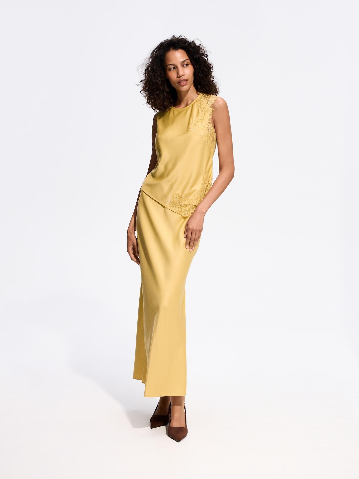 Yellow Midi Skirt, Yellow, medium