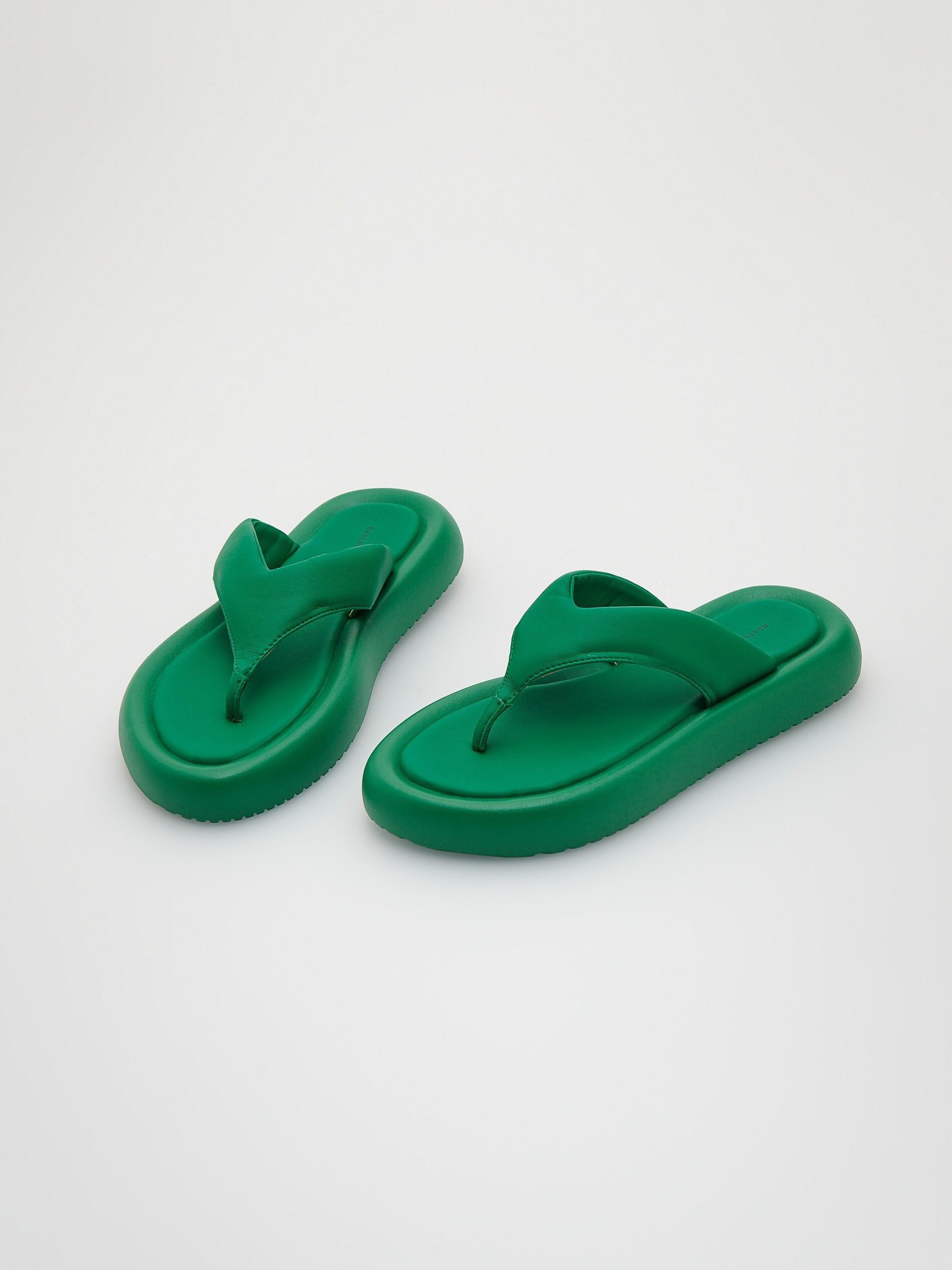 Green Faux Leather Flip Flops, , large image number 2