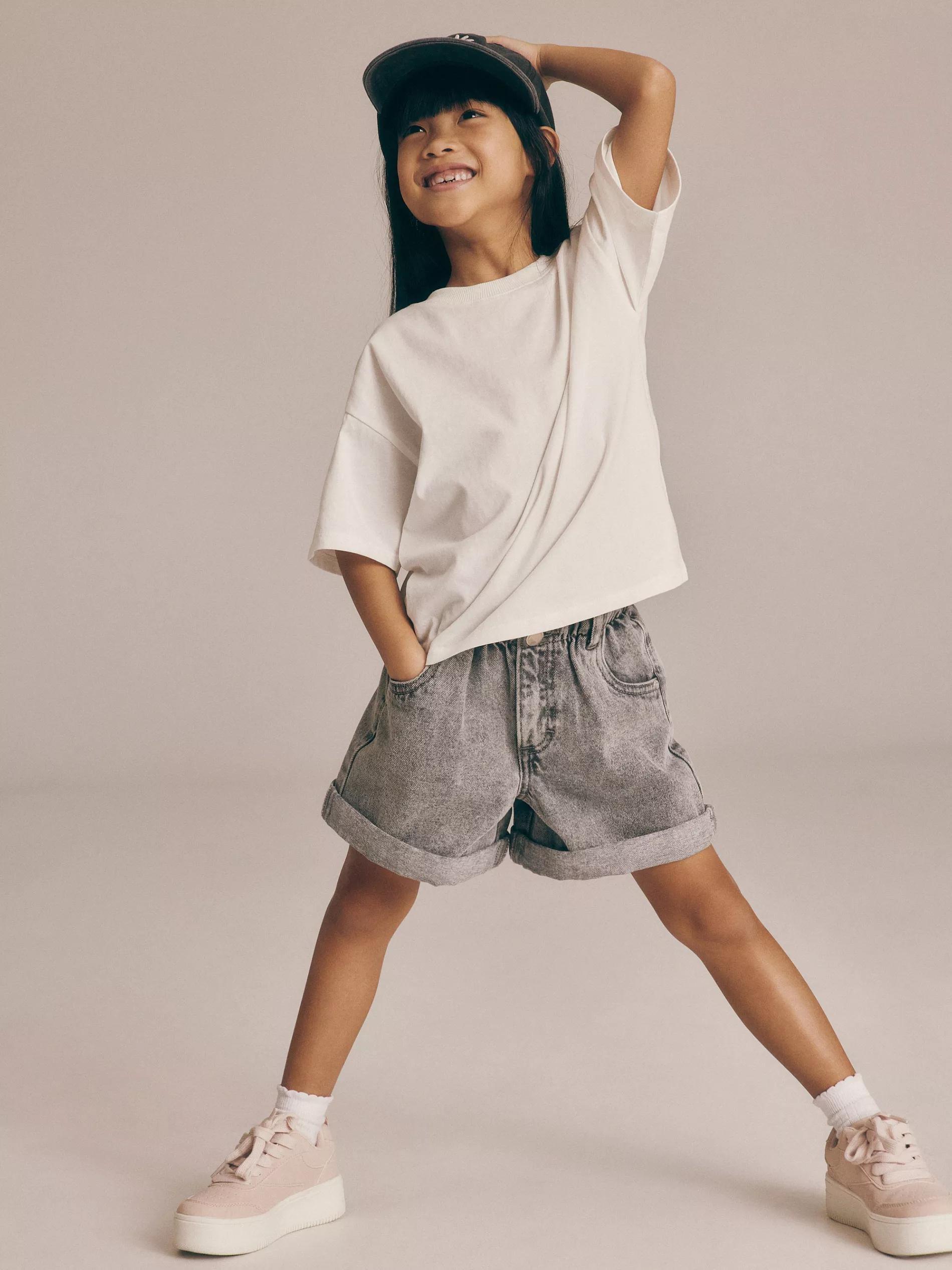 White Drop Shoulder T-Shirt, Kids Girls, , large image number 0