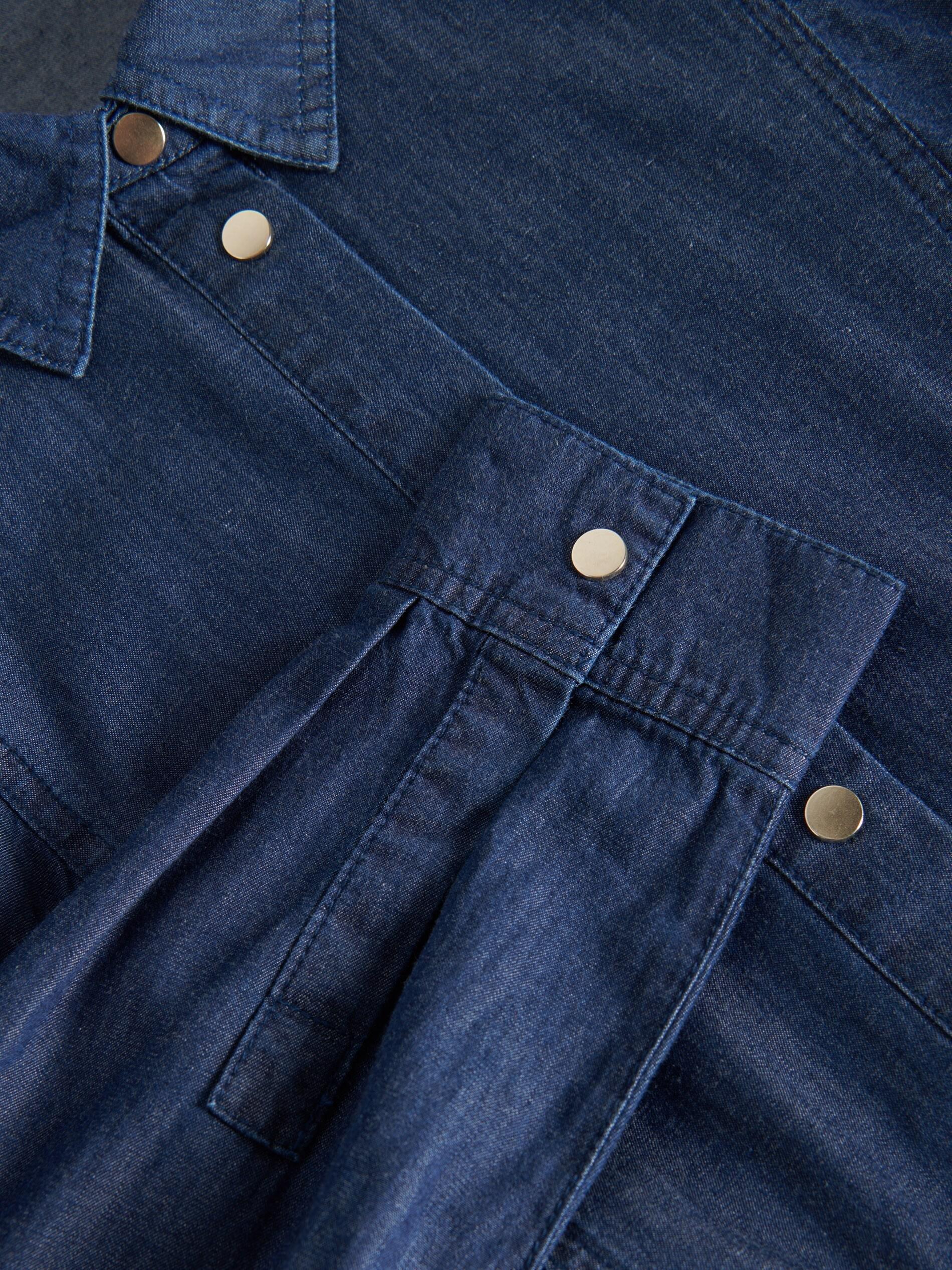Navy Denim Belted Dress, , large image number 4