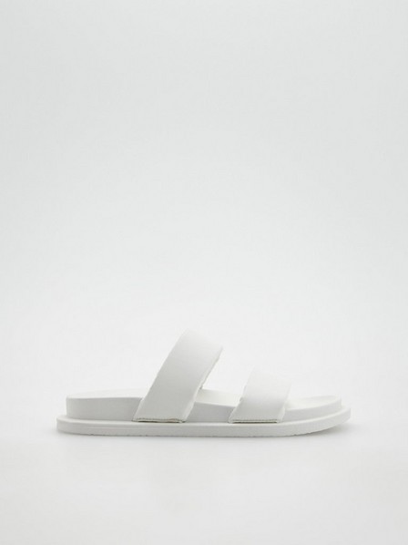 Reserved - White Flat Sole Sliders