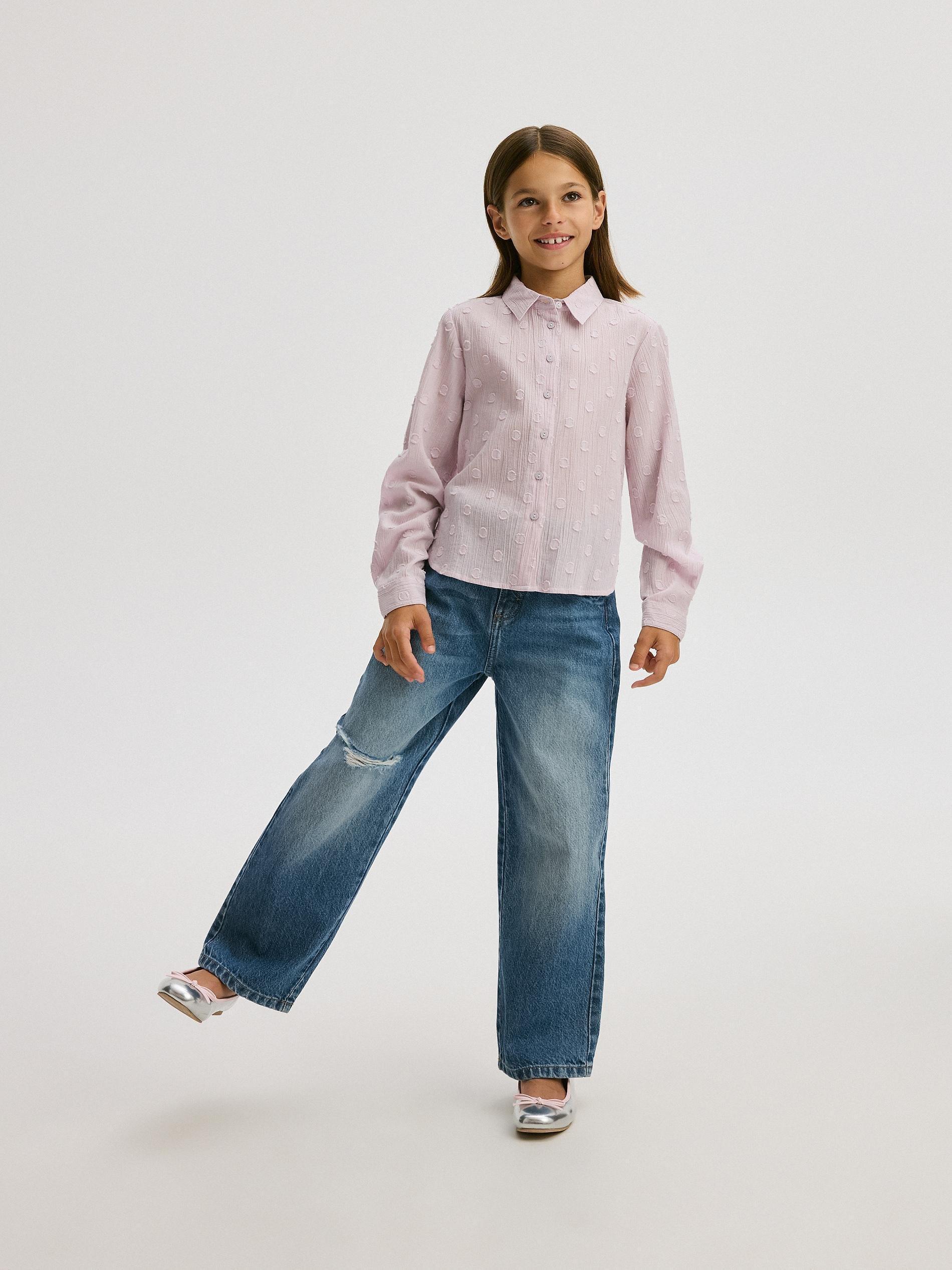 Purple Cotton Shirt, Kids Girls, , large image number 3
