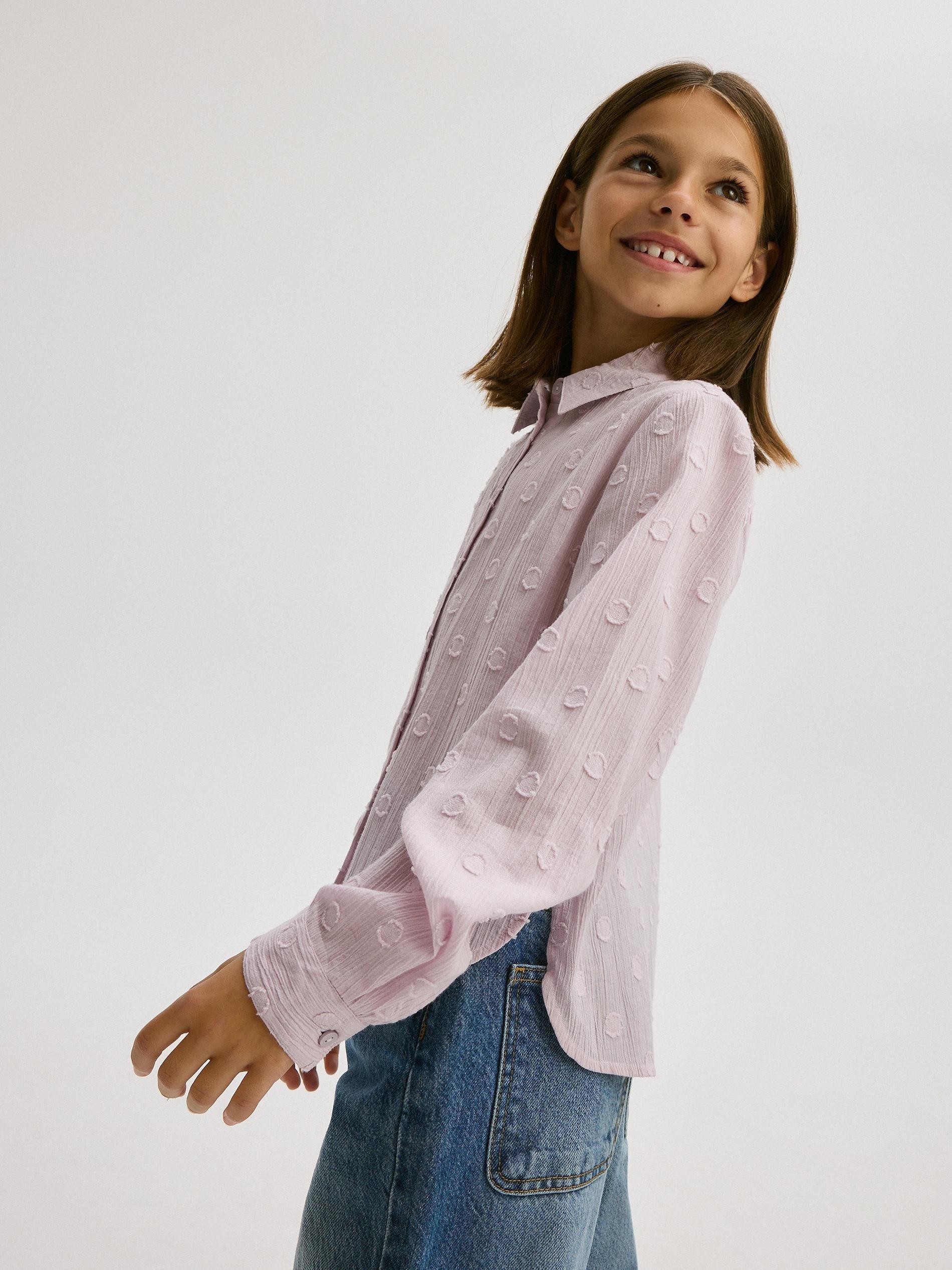 Purple Cotton Shirt, Kids Girls, , large image number 5