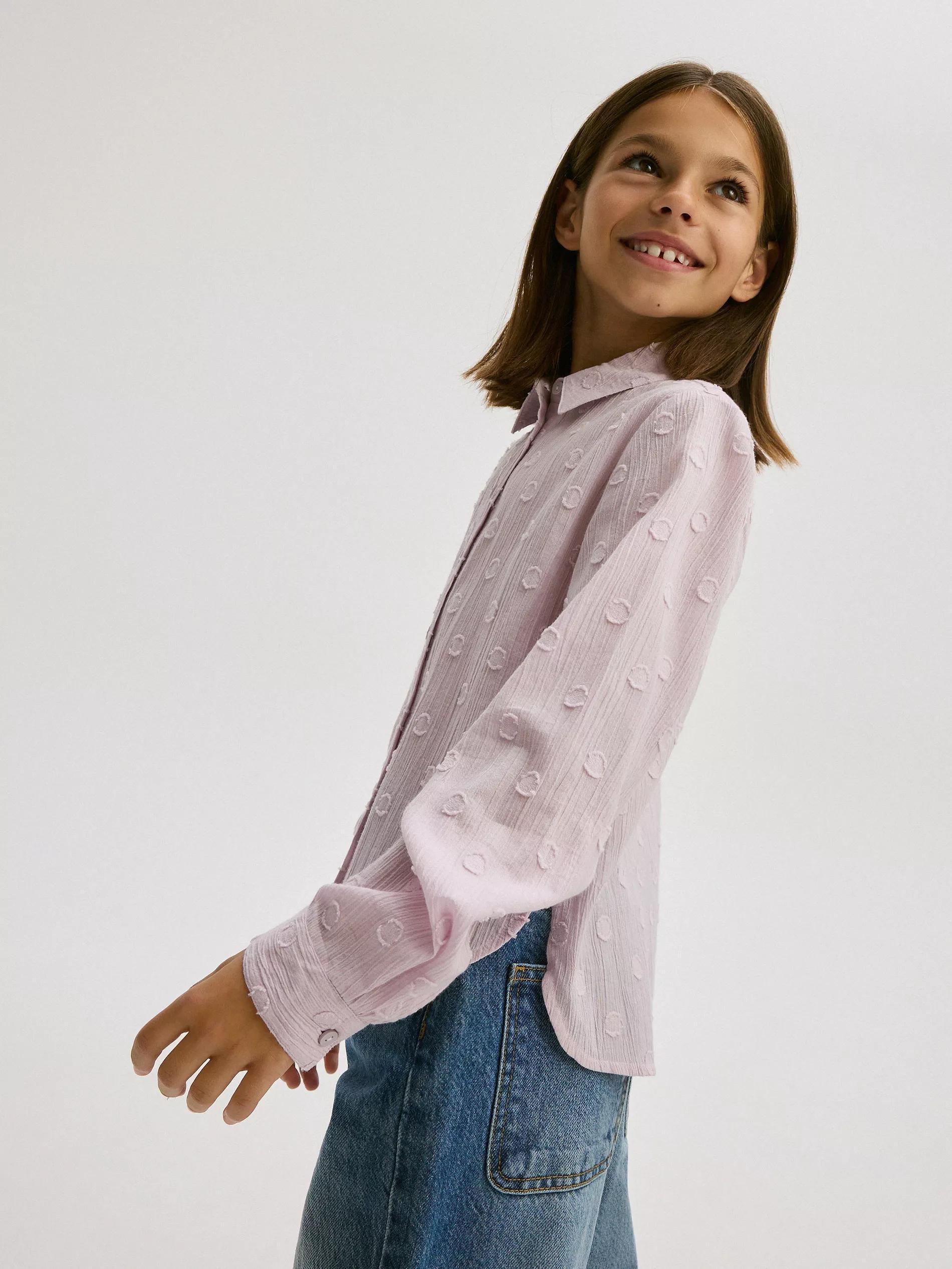 Purple Cotton Shirt, Kids Girls, , large image number 8