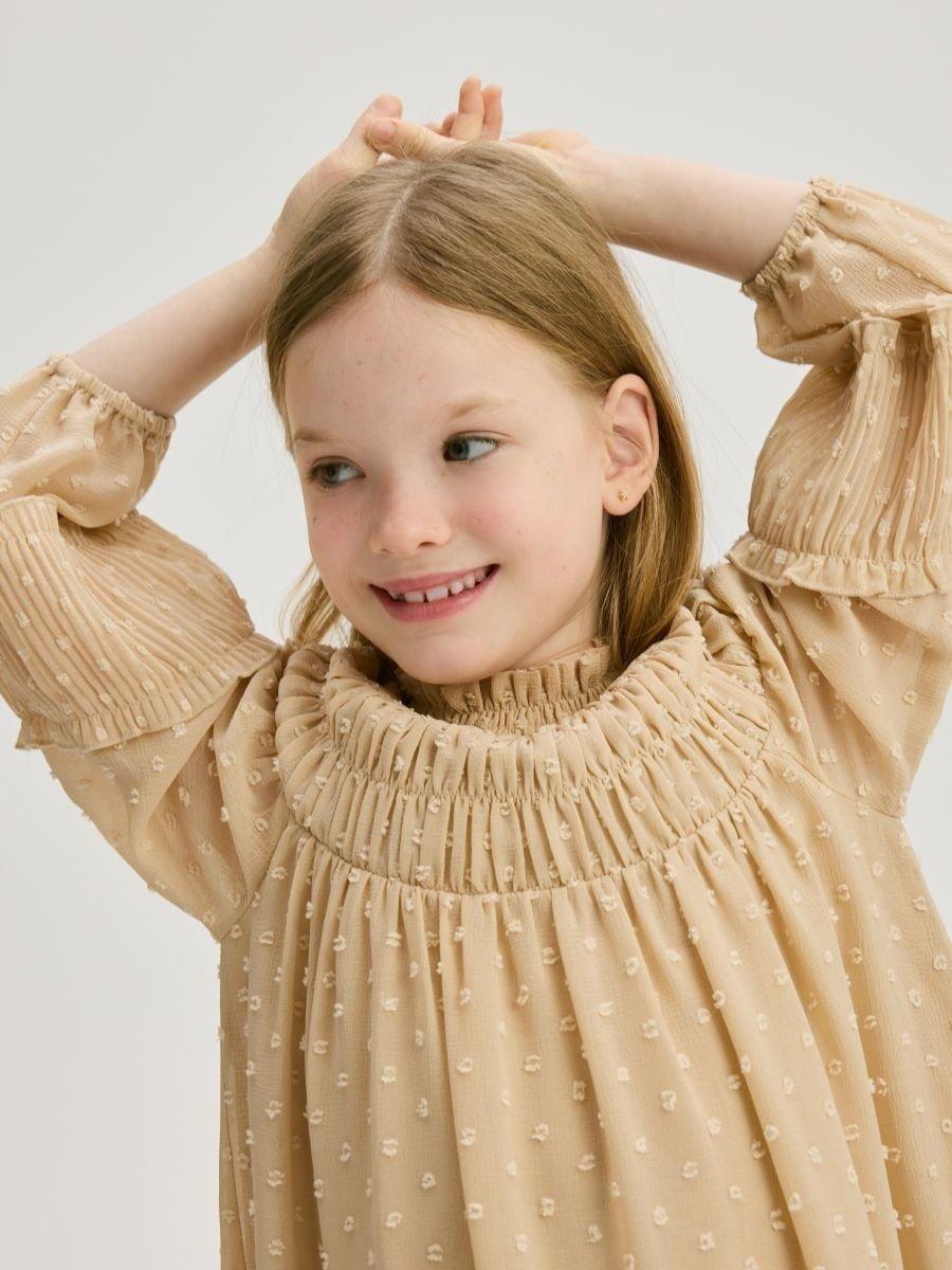 Beige Patterned Dress, Beige, medium