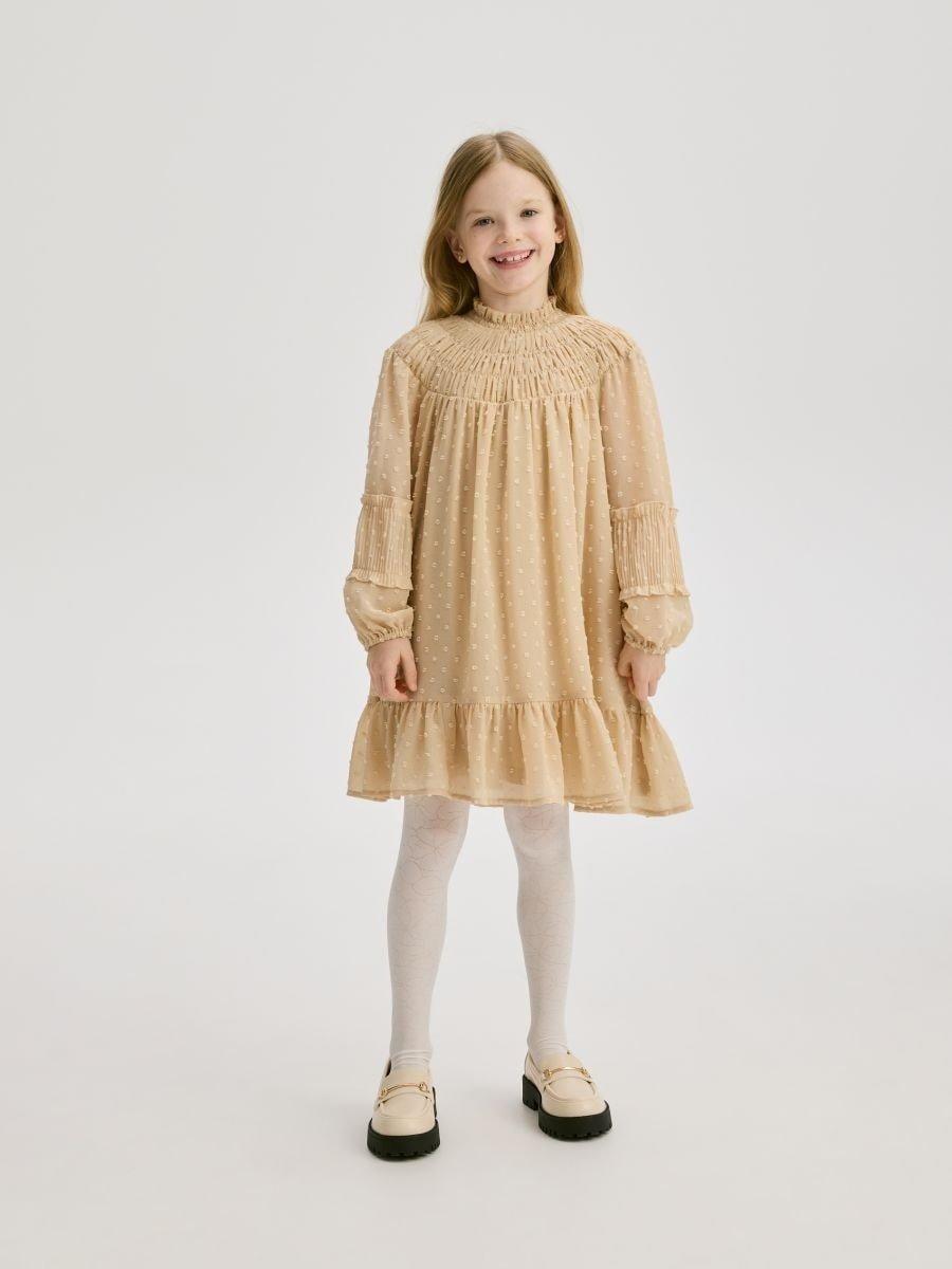Beige Patterned Dress, Beige, large image number 1