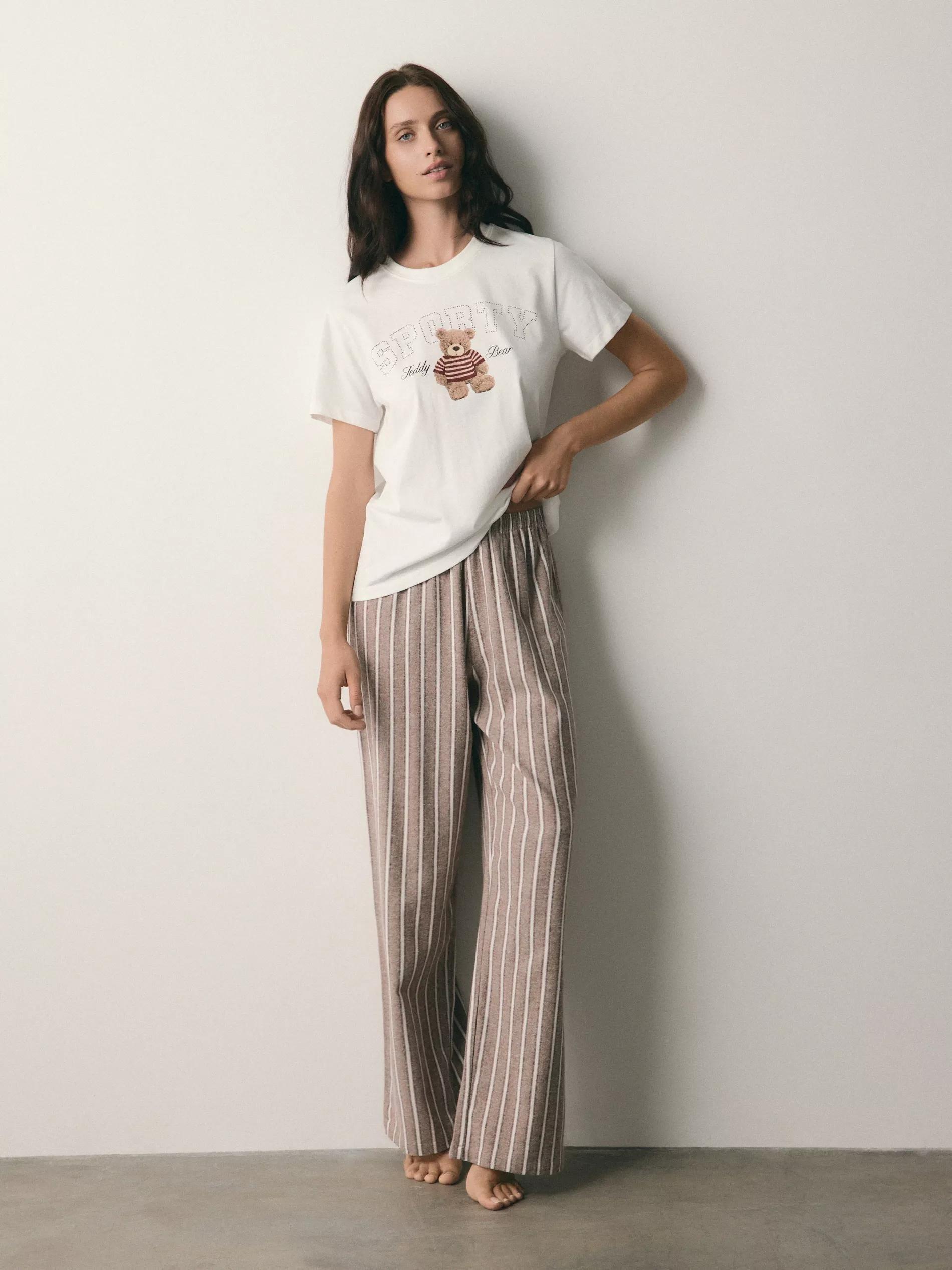 Brown Two Piece Printed Pyjama Set, Brown, medium