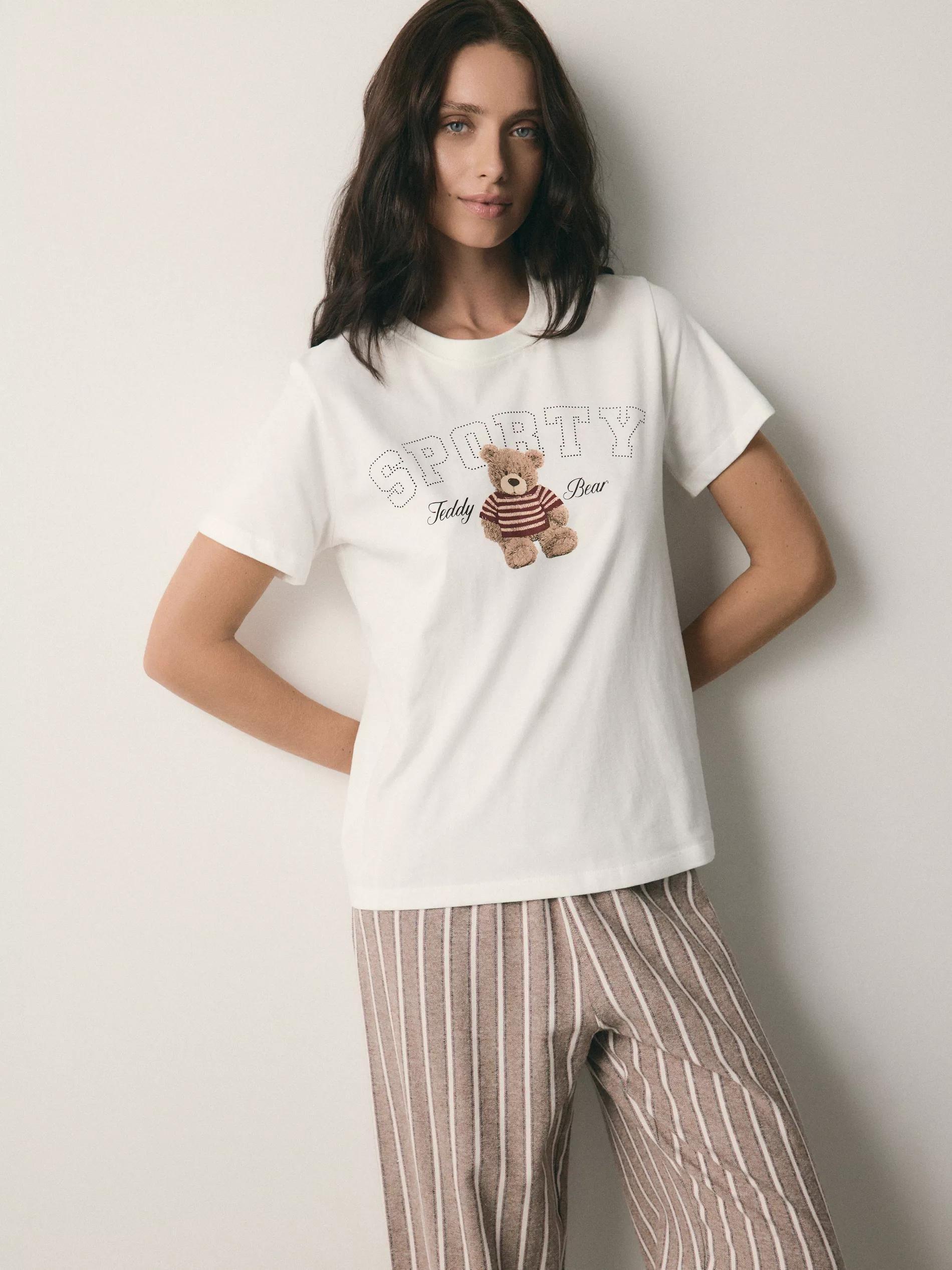 Brown Two Piece Printed Pyjama Set, Brown, large image number 1