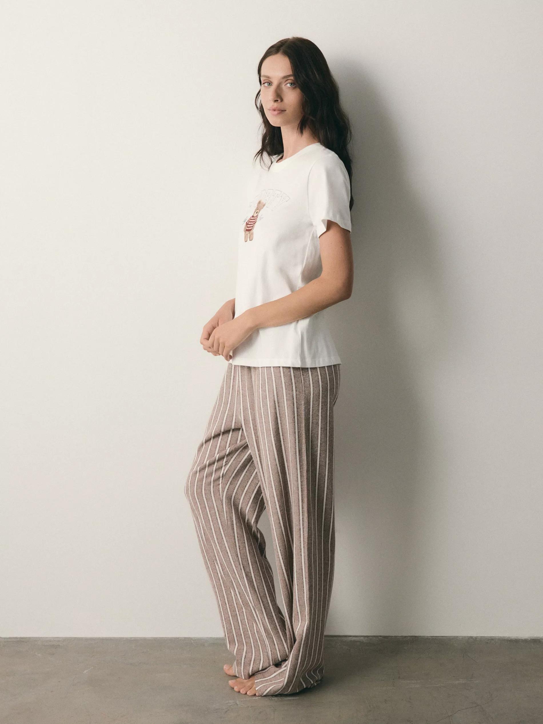 Brown Two Piece Printed Pyjama Set, Brown, large image number 3