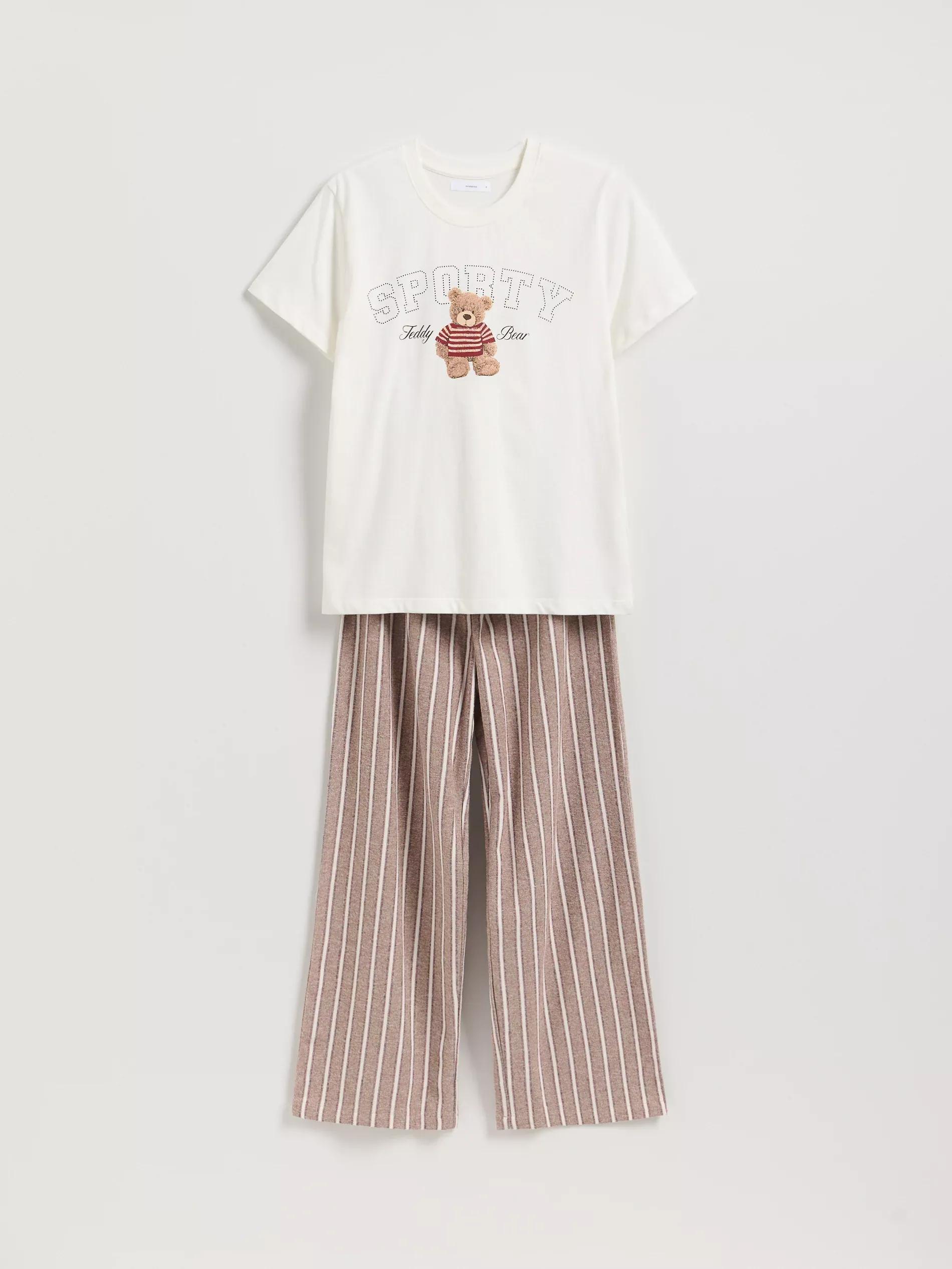 Brown Two Piece Printed Pyjama Set, Brown, large image number 4