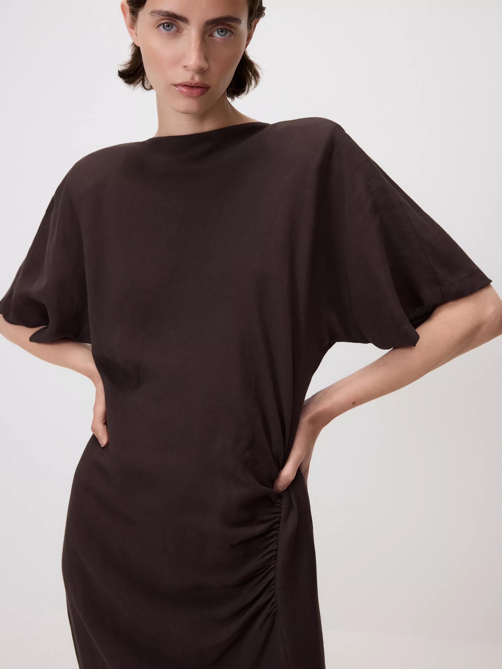 Green Viscose Rich Dress, Khaki, large image number 3