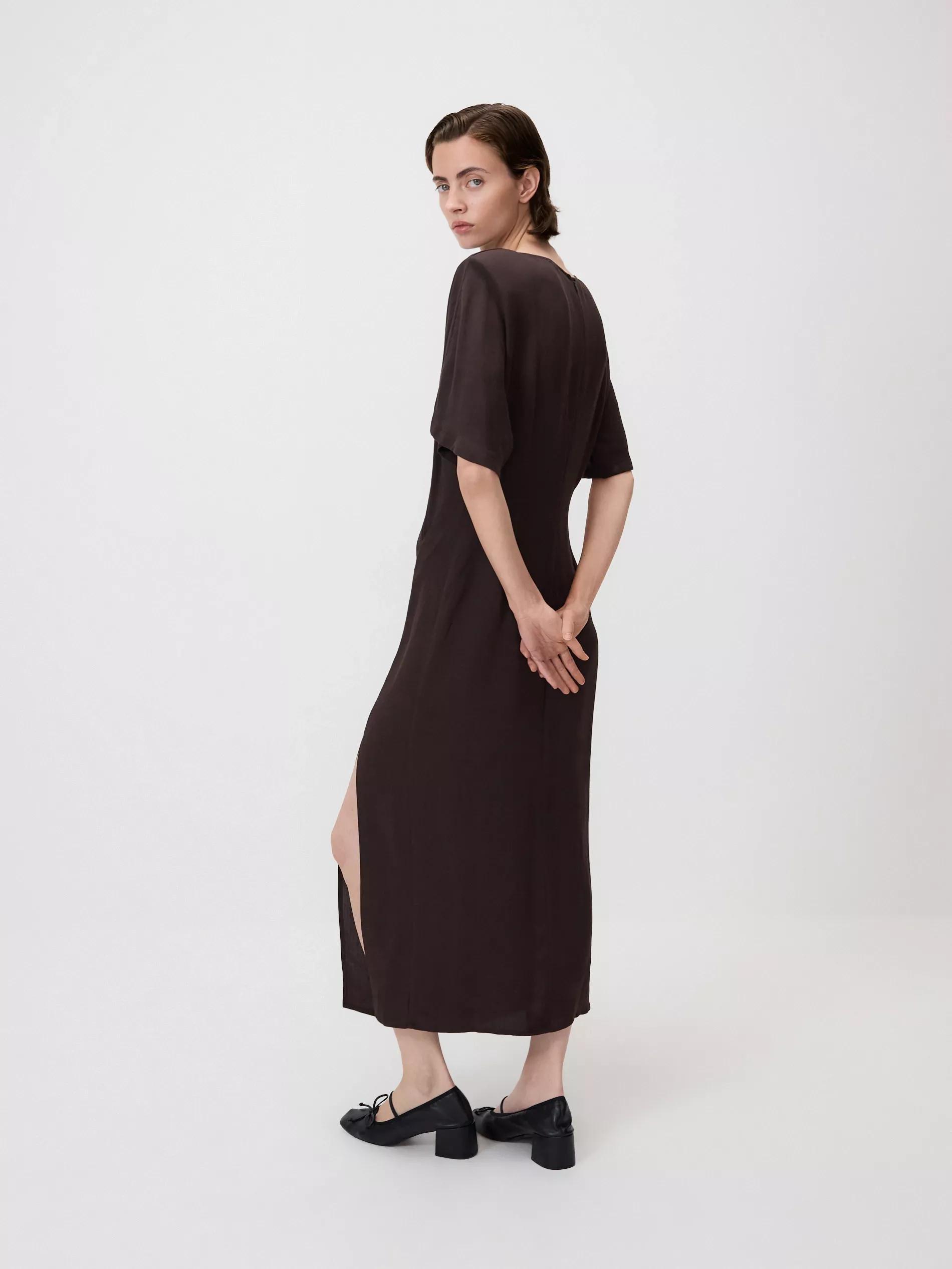 Green Viscose Rich Dress, Khaki, large image number 4