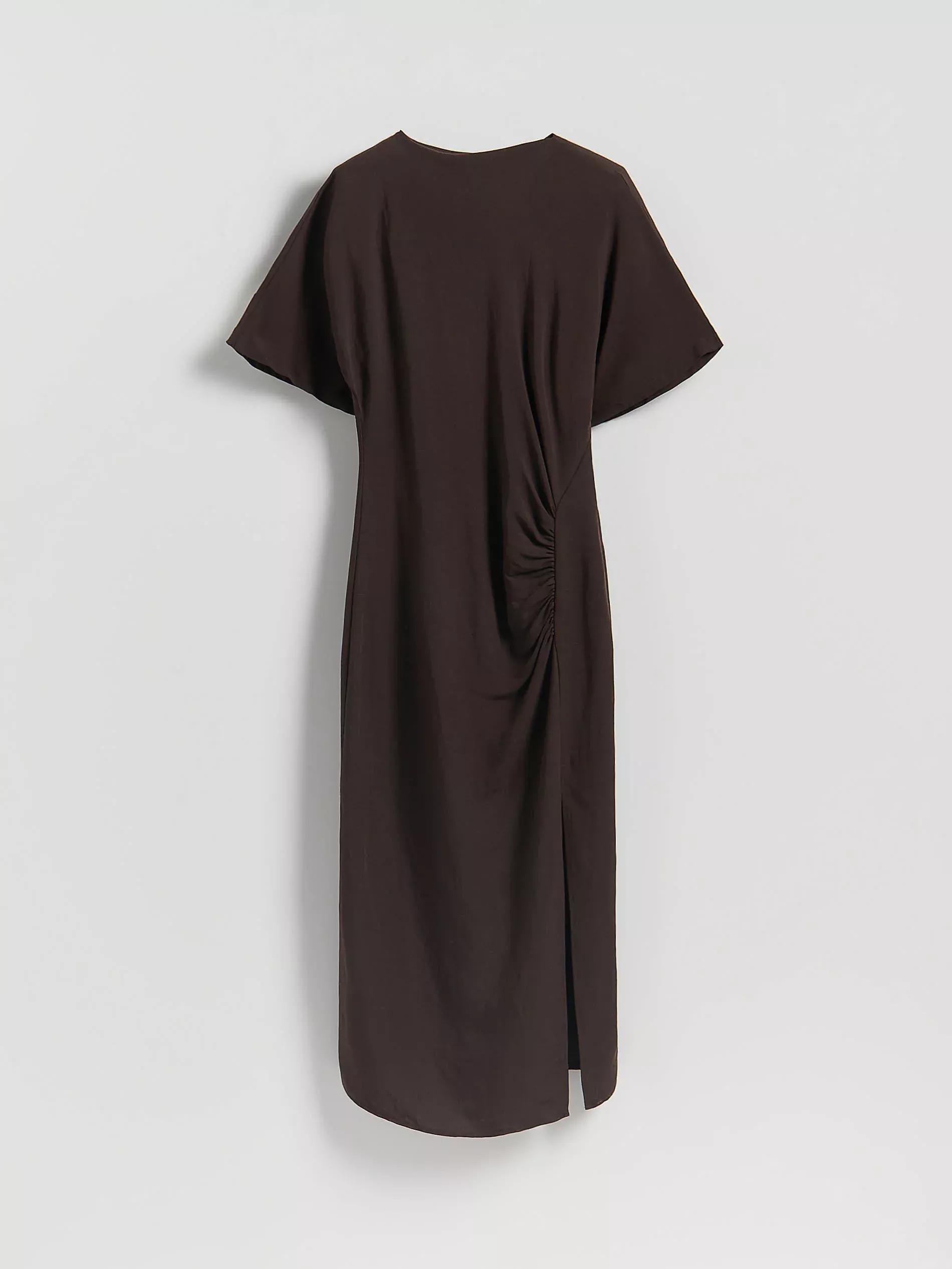 Green Viscose Rich Dress, Khaki, large image number 5