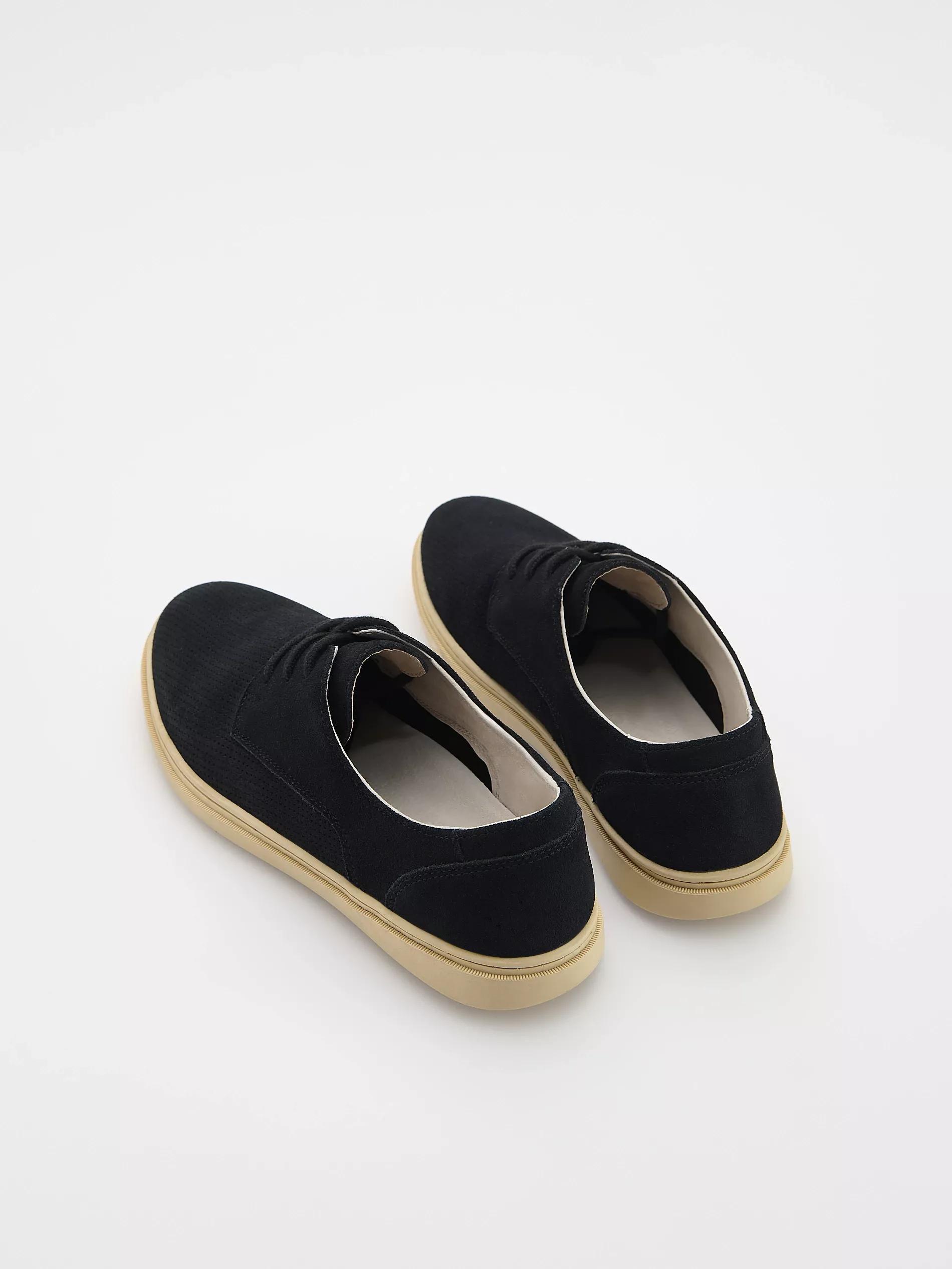 Black Leather Derby Shoes, Black, large image number 2