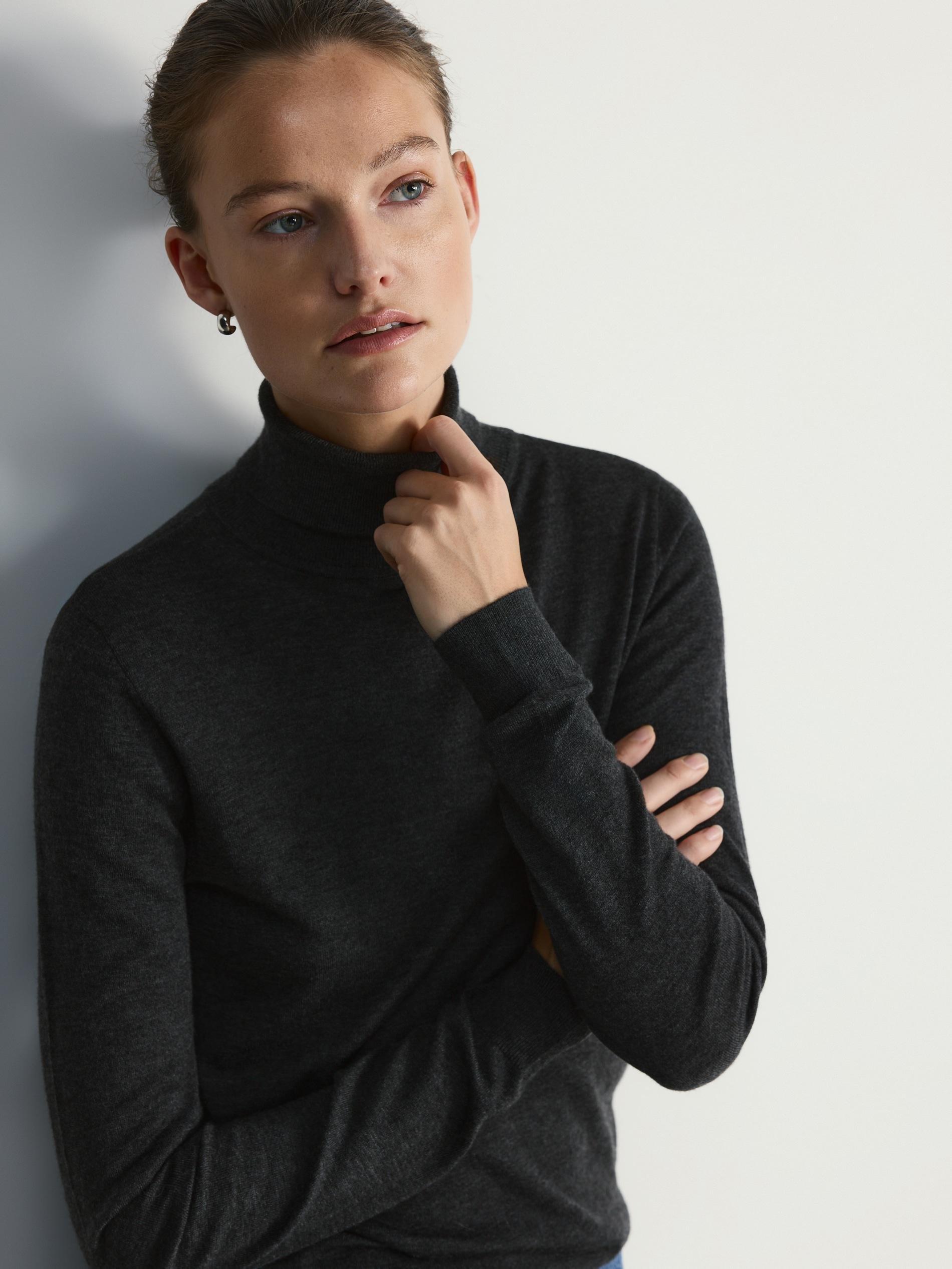 Grey Wool Blend Turtleneck, Grey, large image number 0