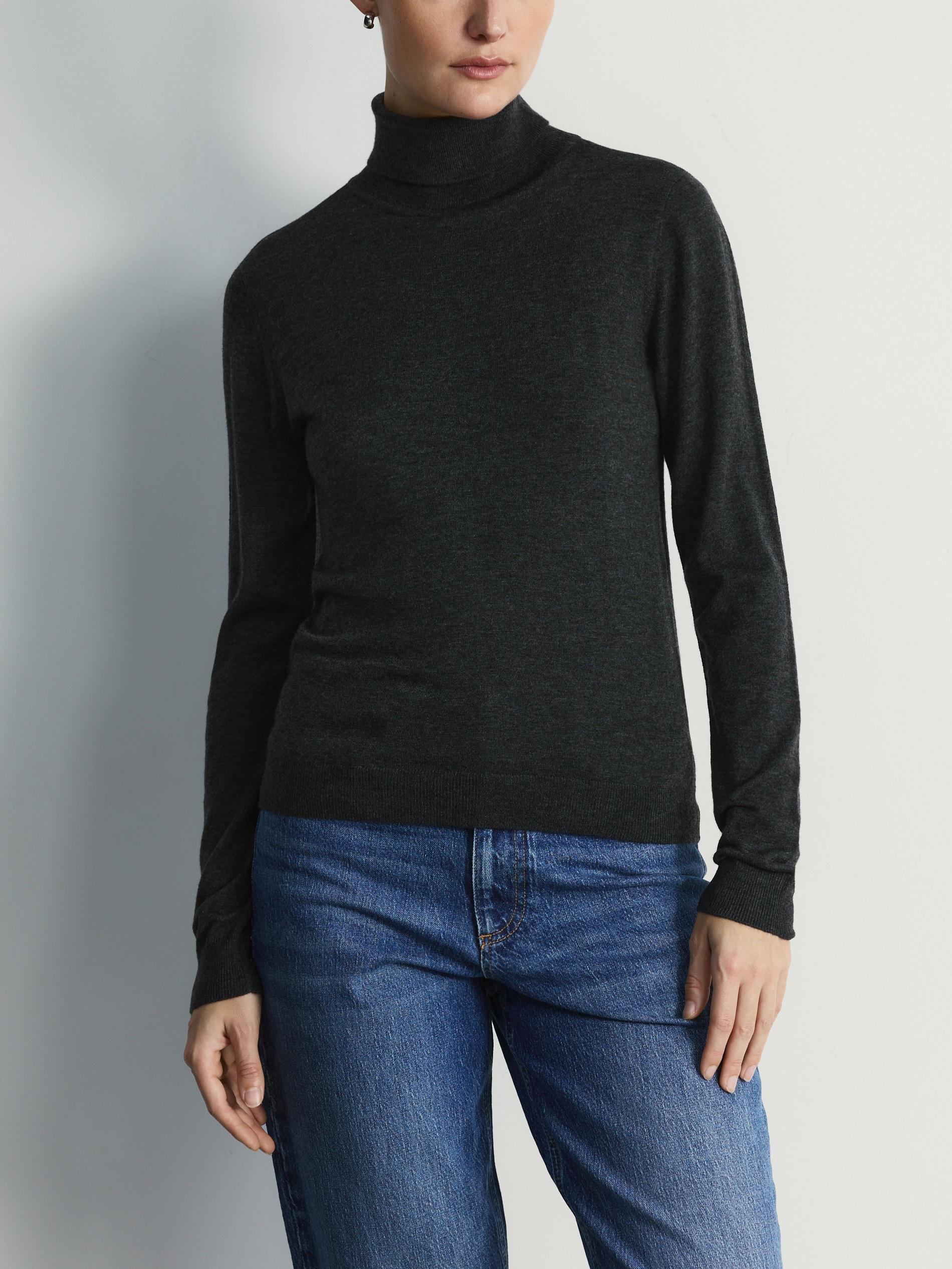Grey Wool Blend Turtleneck, Grey, medium