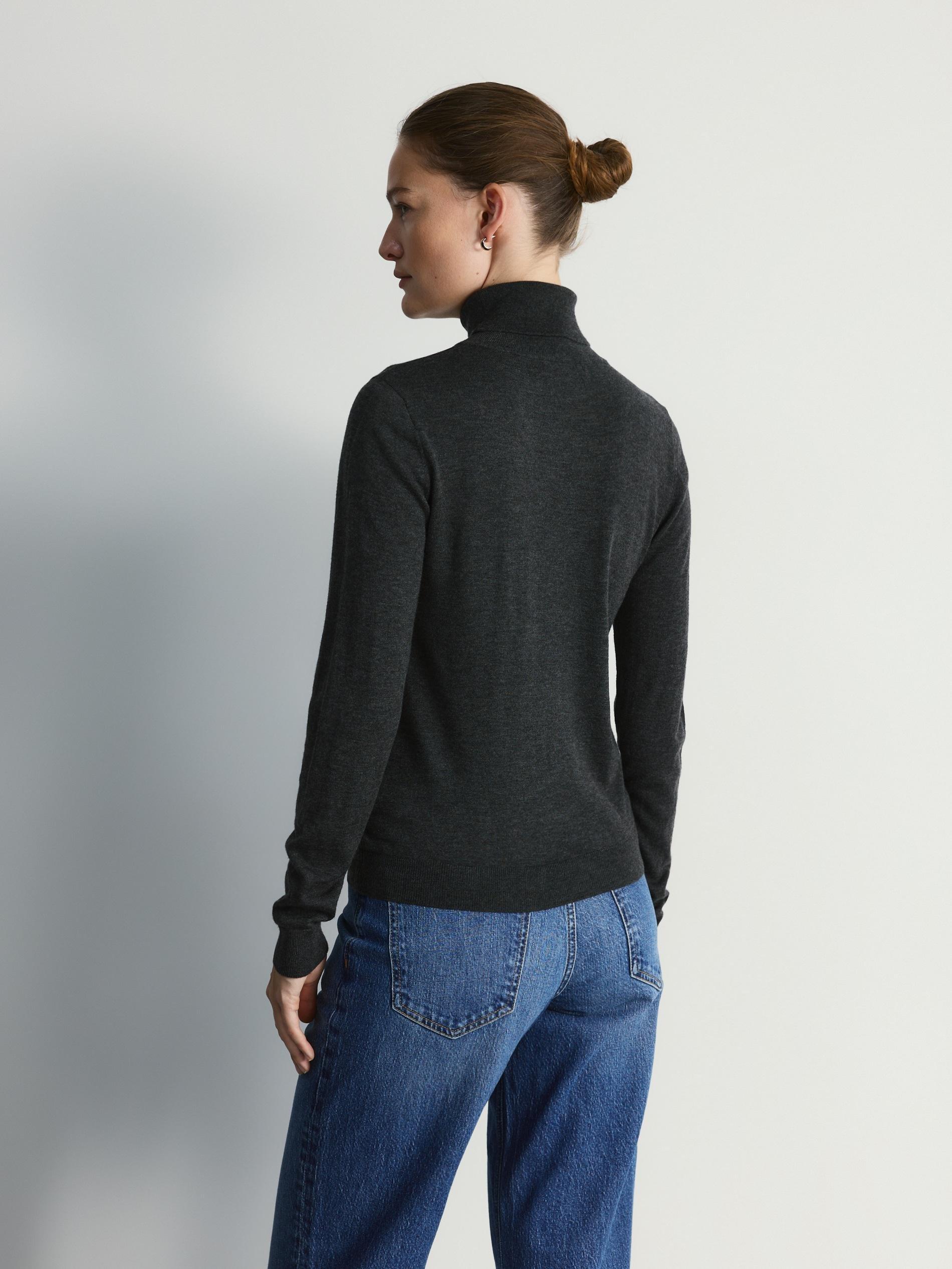 Grey Wool Blend Turtleneck, Grey, large image number 3