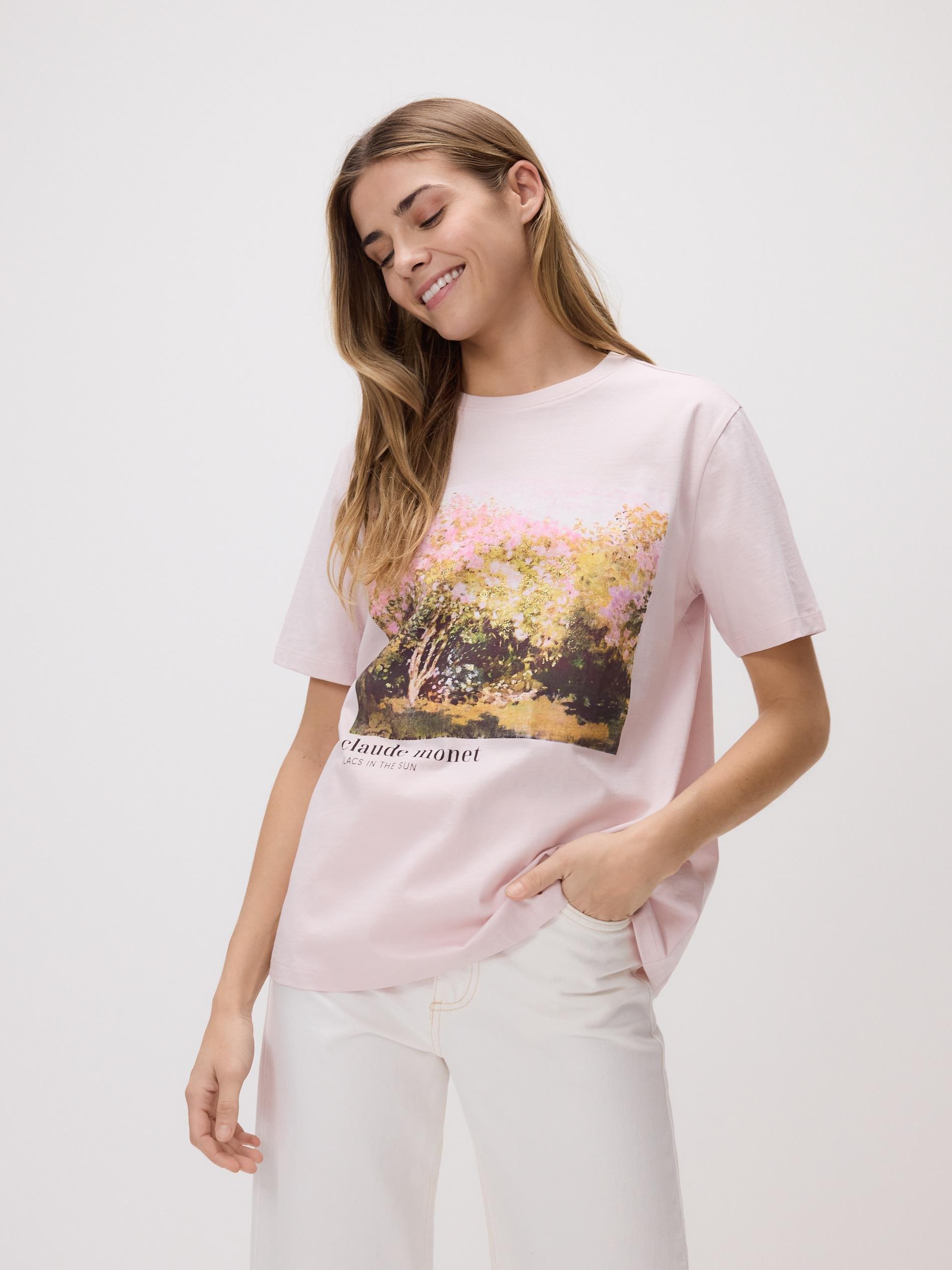 Pink T-Shirt With Print, Pink, medium