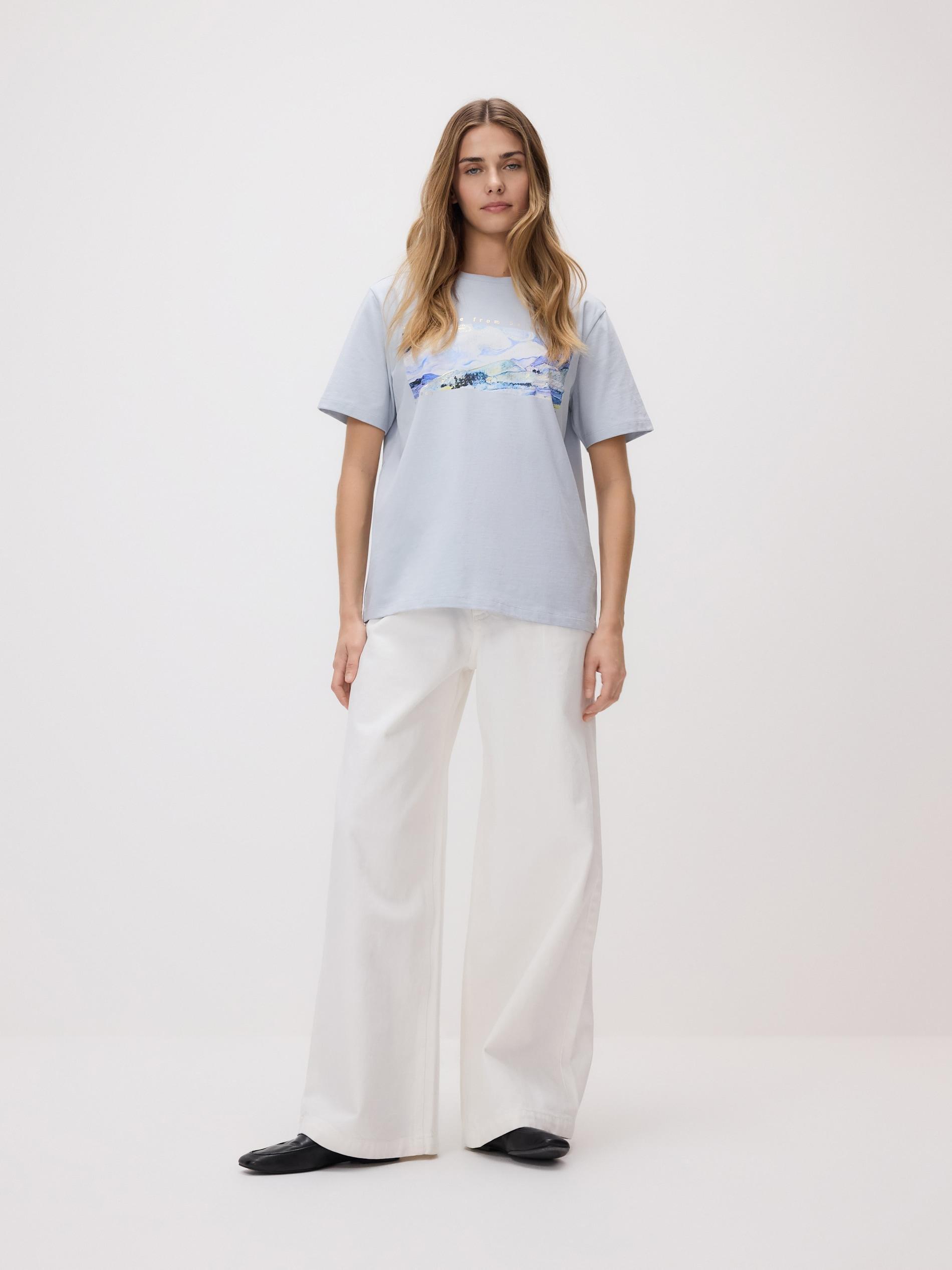 Blue T-Shirt With Print, Blue, large image number 0