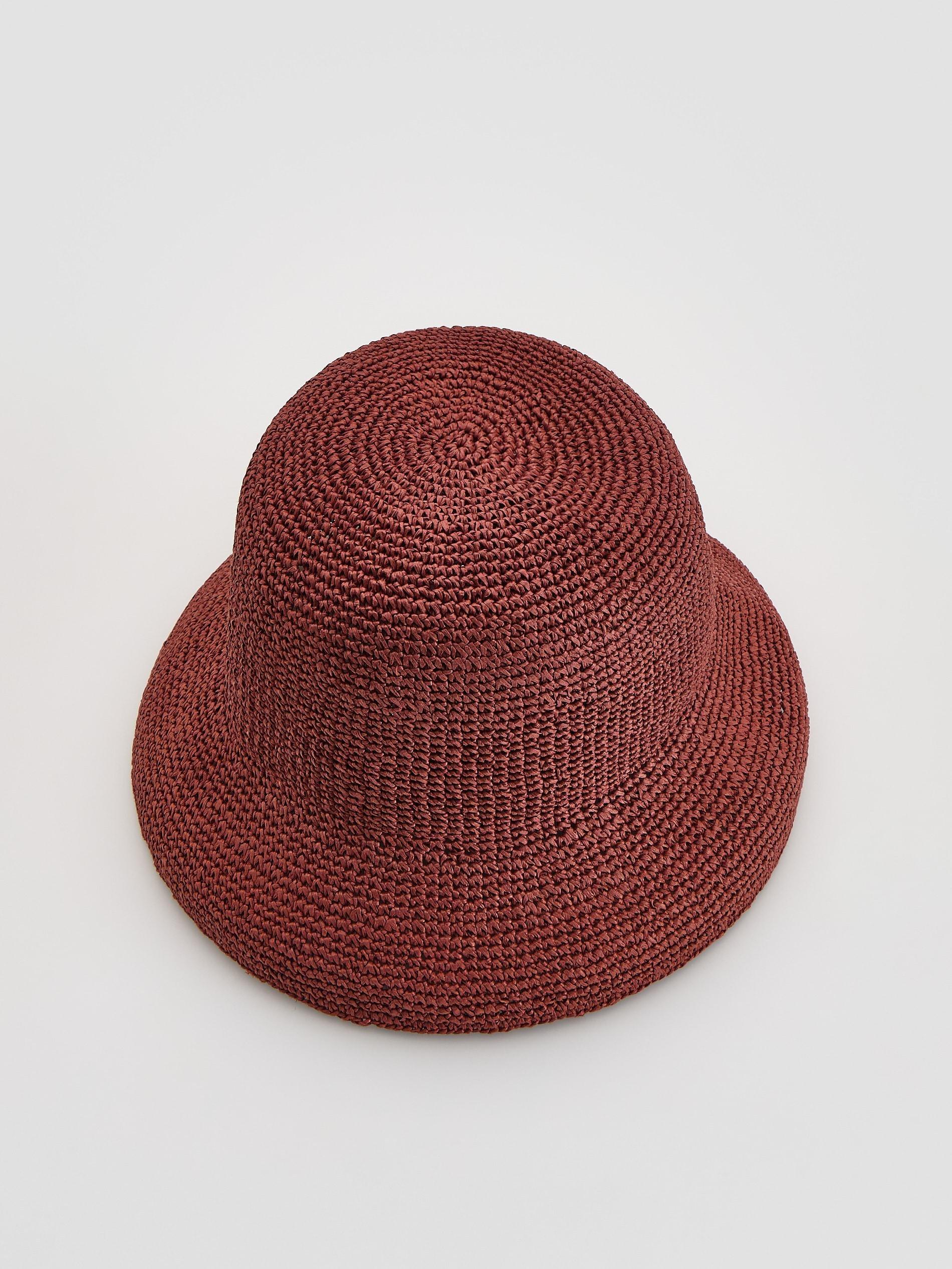 Maroon Woven Paper Straw Hat, Burgundy, large image number 1