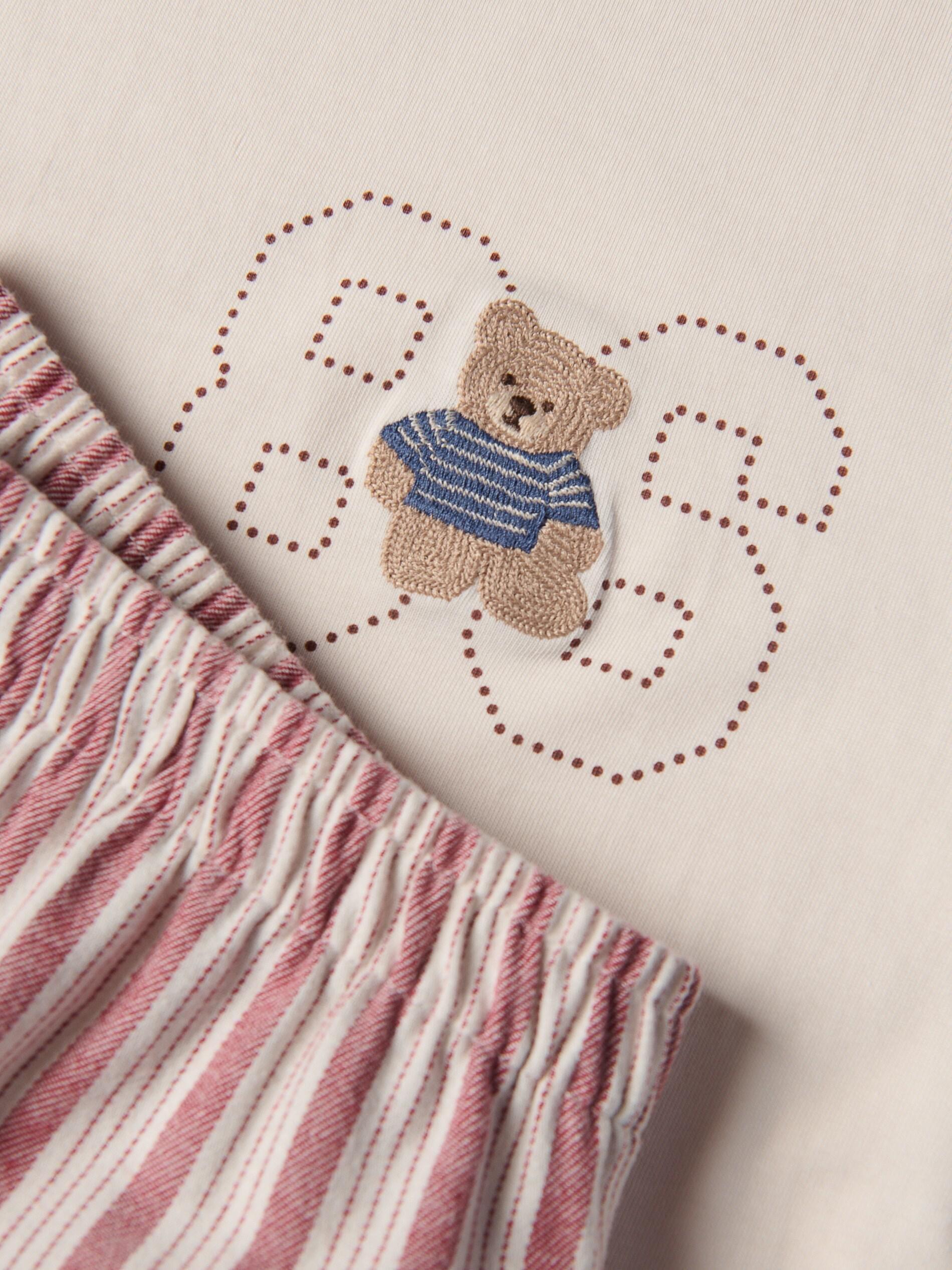 Nude Two Piece Pyjama Set With Embroidery, Ivory, medium