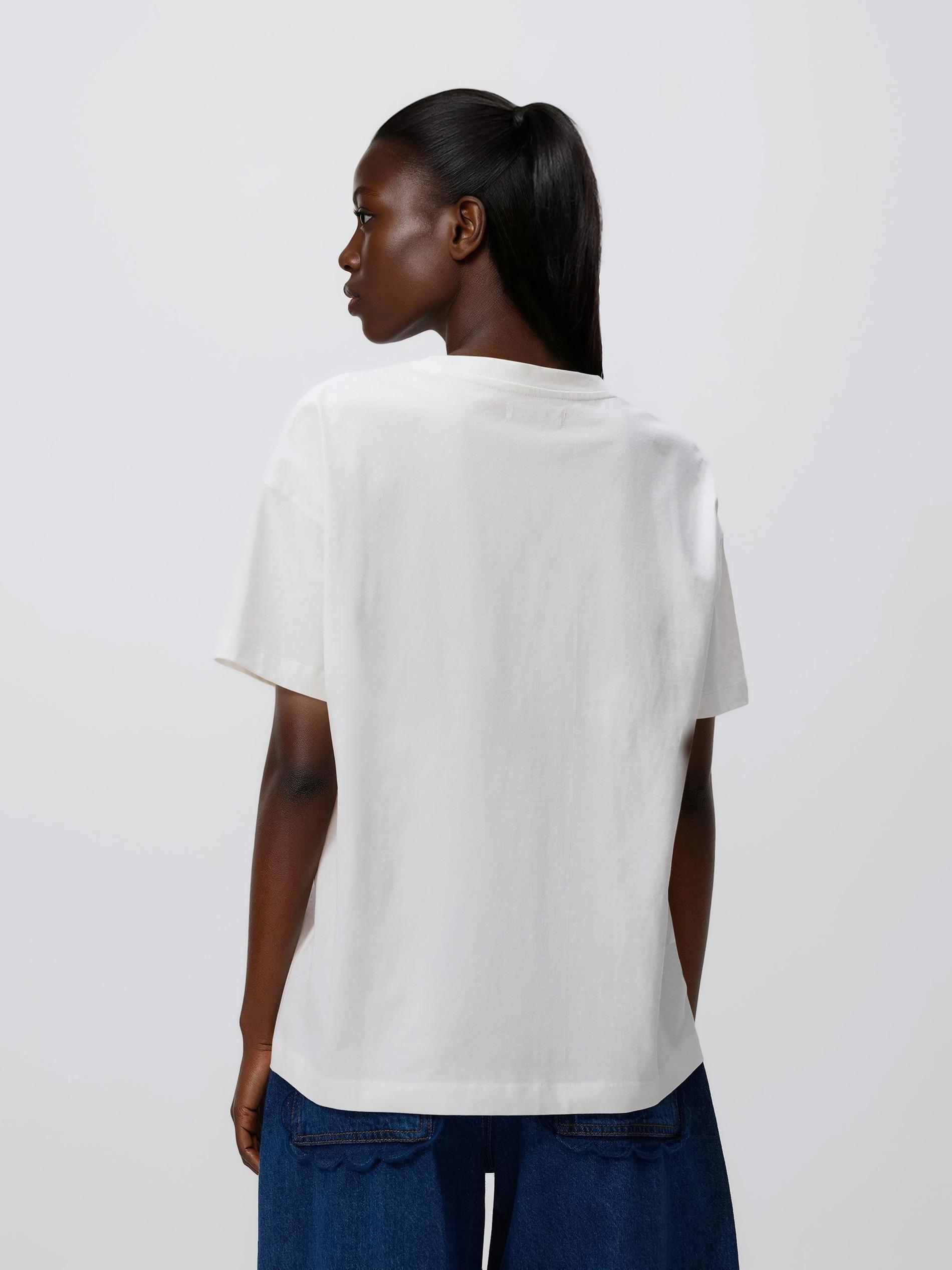 White Cotton T-Shirt With Print, White, large image number 2