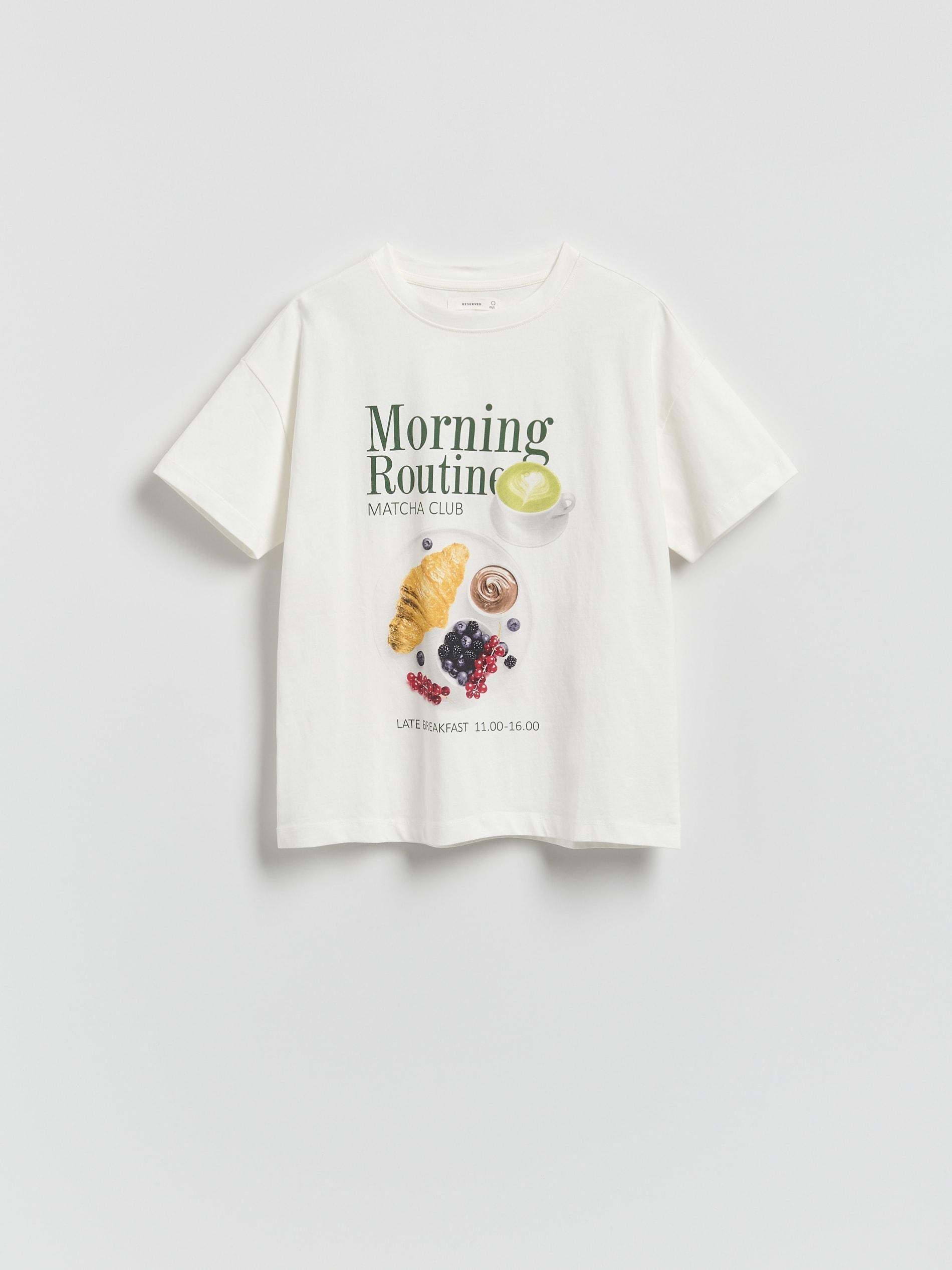 White Cotton T-Shirt With Print, White, large image number 3