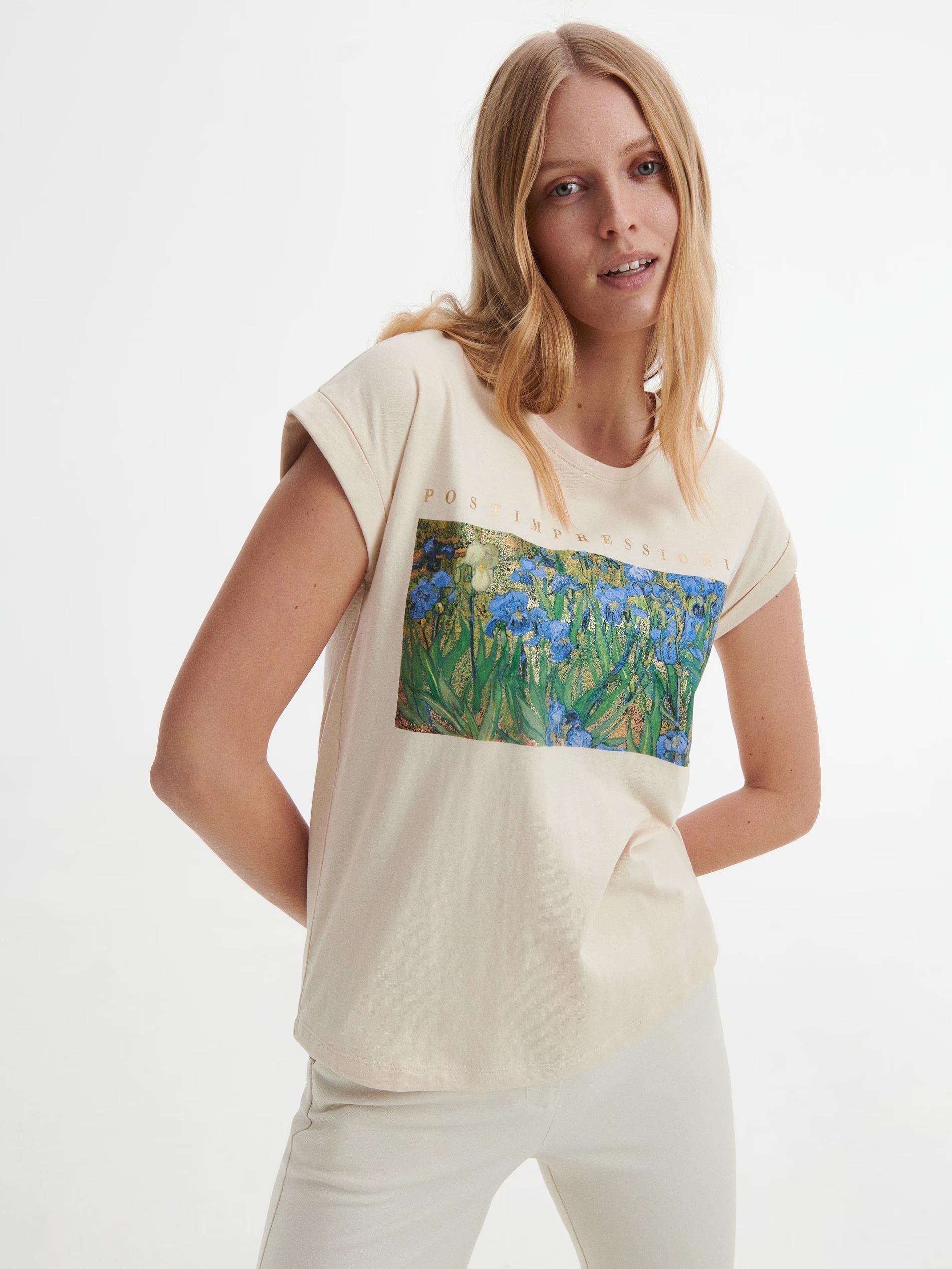 Ivory Kimono T-shirt with print, , large image number 0