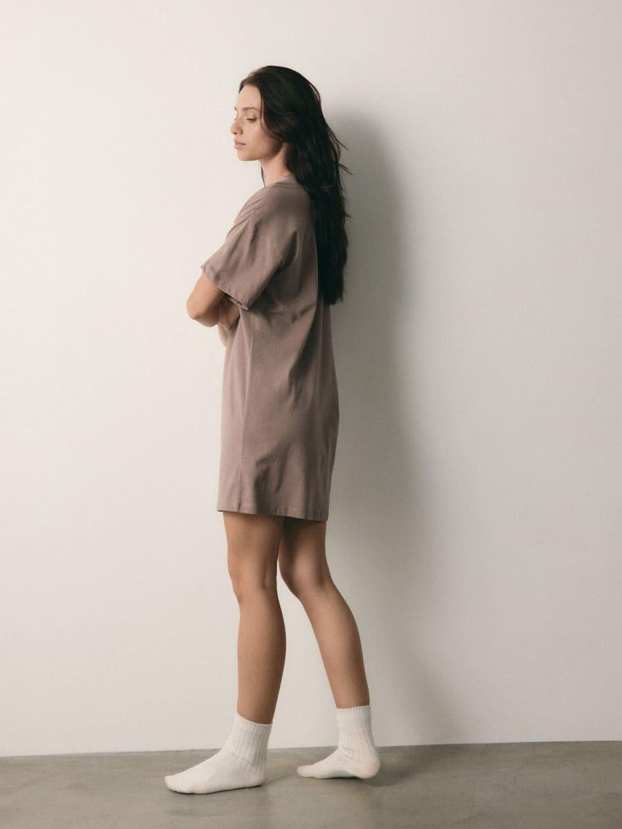 Brown Printed Nightdress, Brown, large image number 1