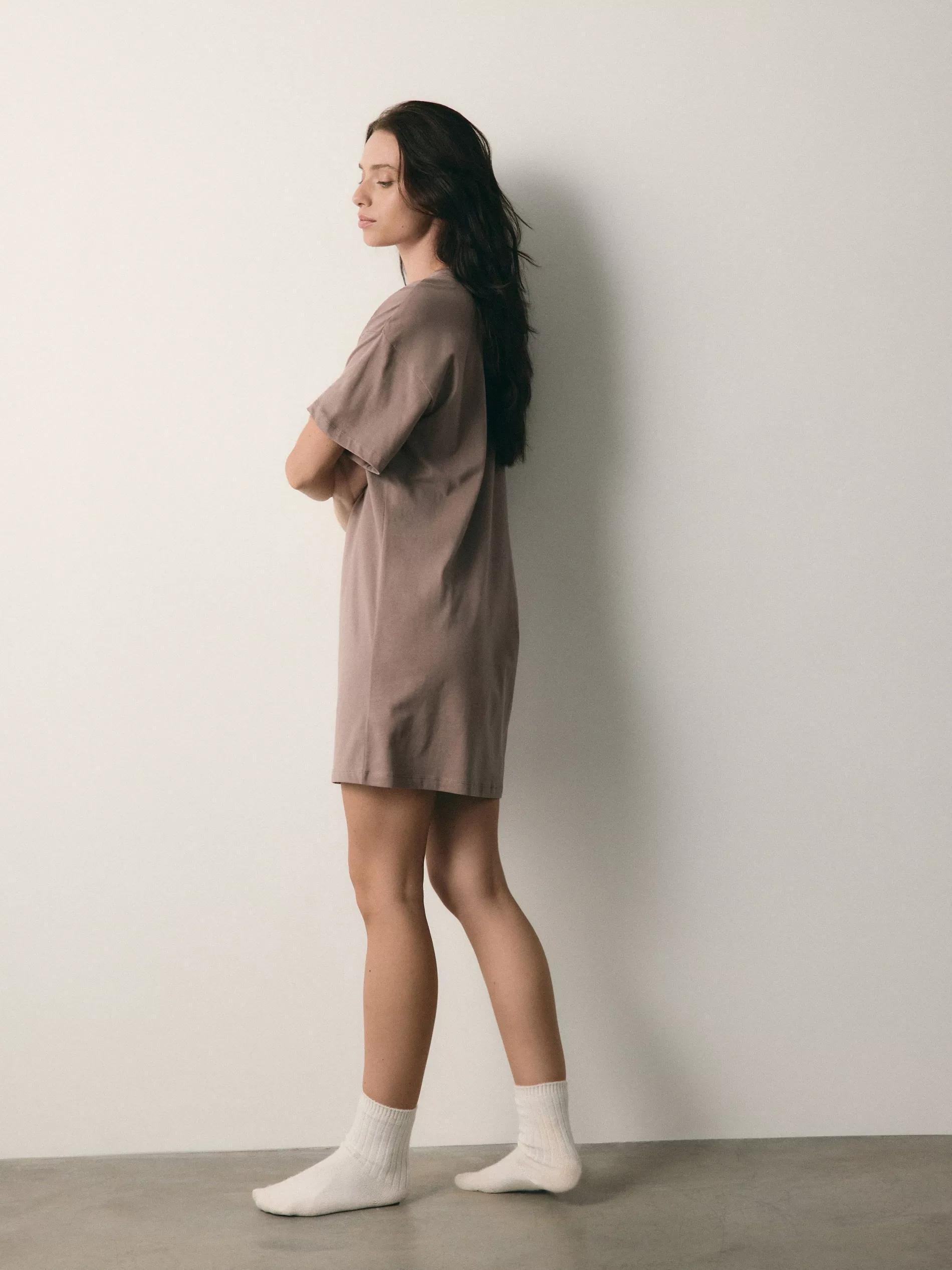 Brown Printed Nightdress, Brown, large image number 3