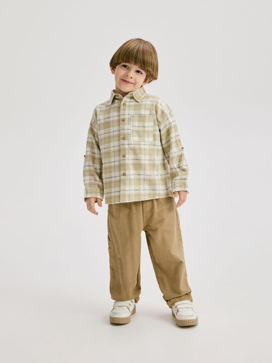 Cream Plaid Shirt, , medium