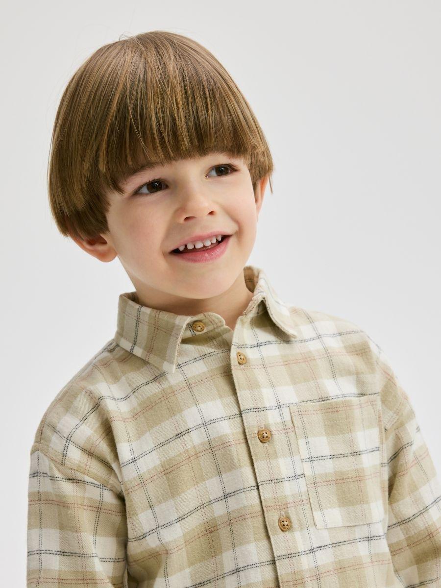 Cream Plaid Shirt, Ivory, large image number 2