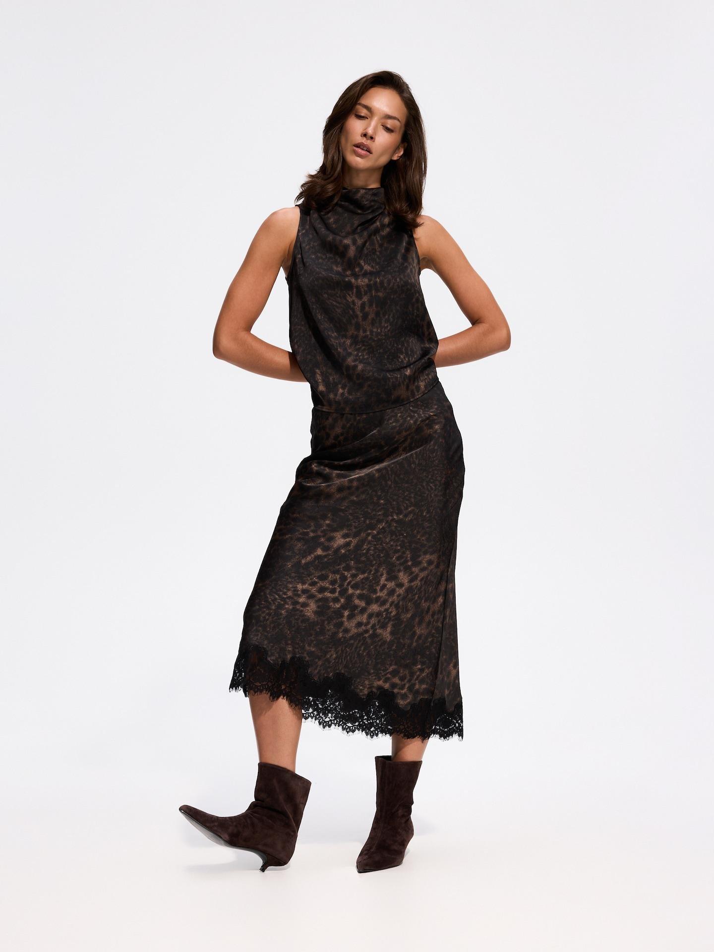 Multicolour Midi Skirt With Lace Detail, Multicolor, medium