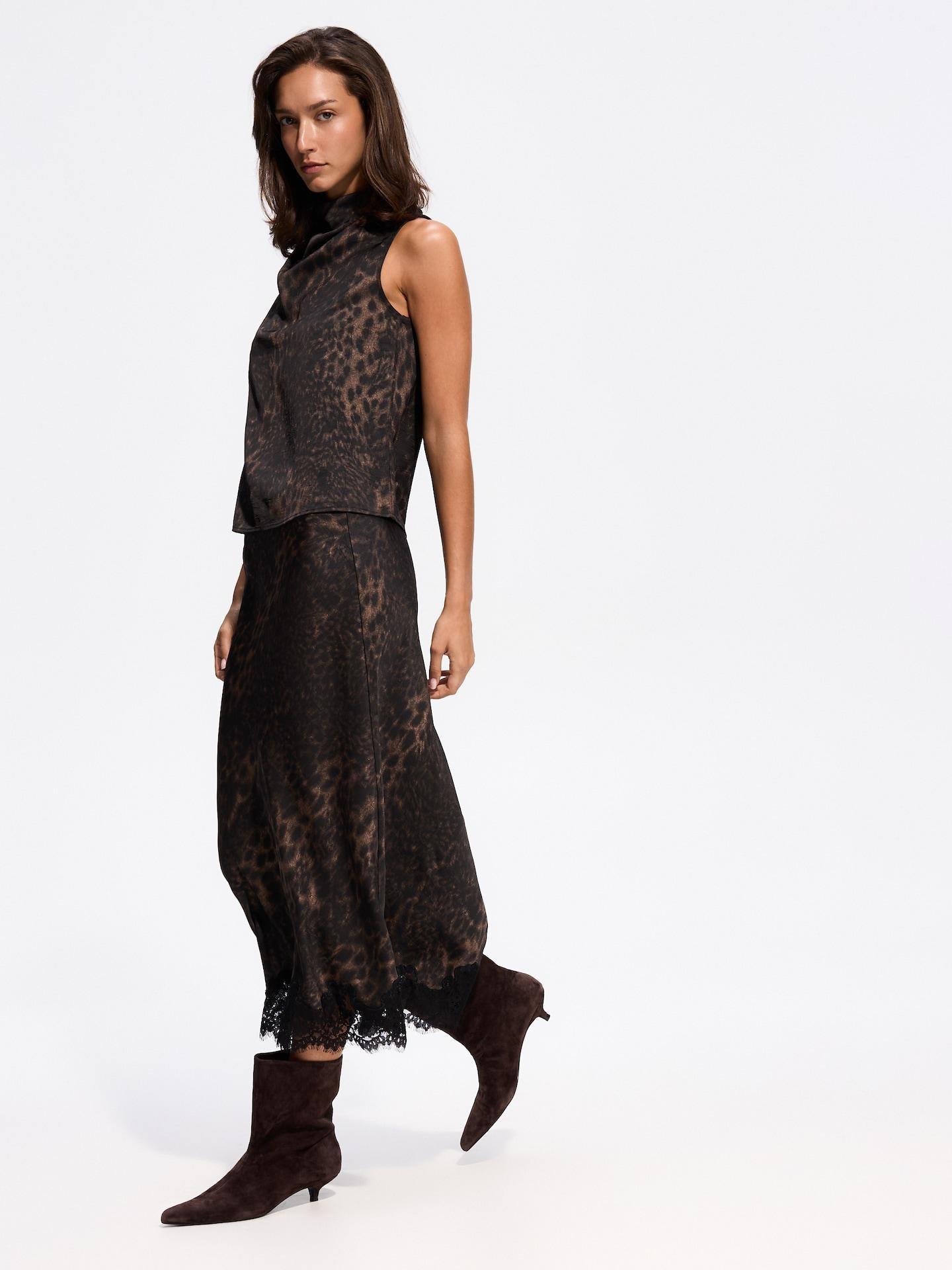 Multicolour Midi Skirt With Lace Detail, Multicolor, medium