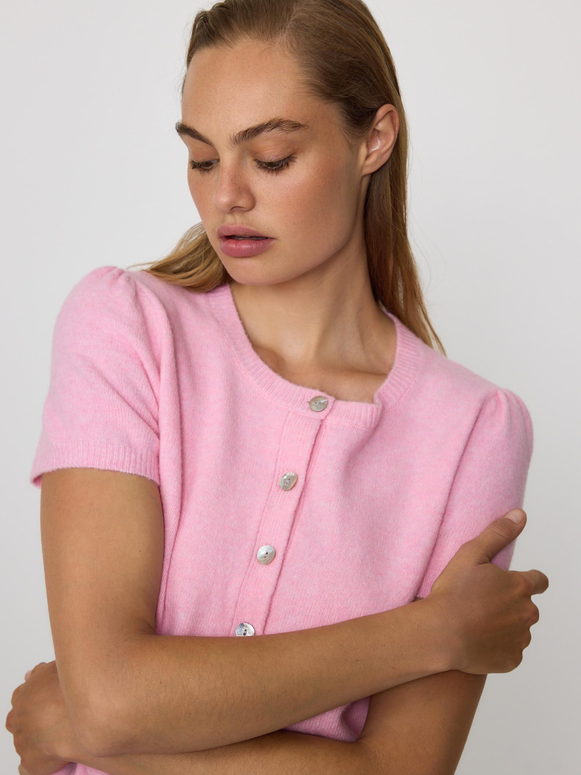 Pink Short Sleeve Cardigan, Pink, medium