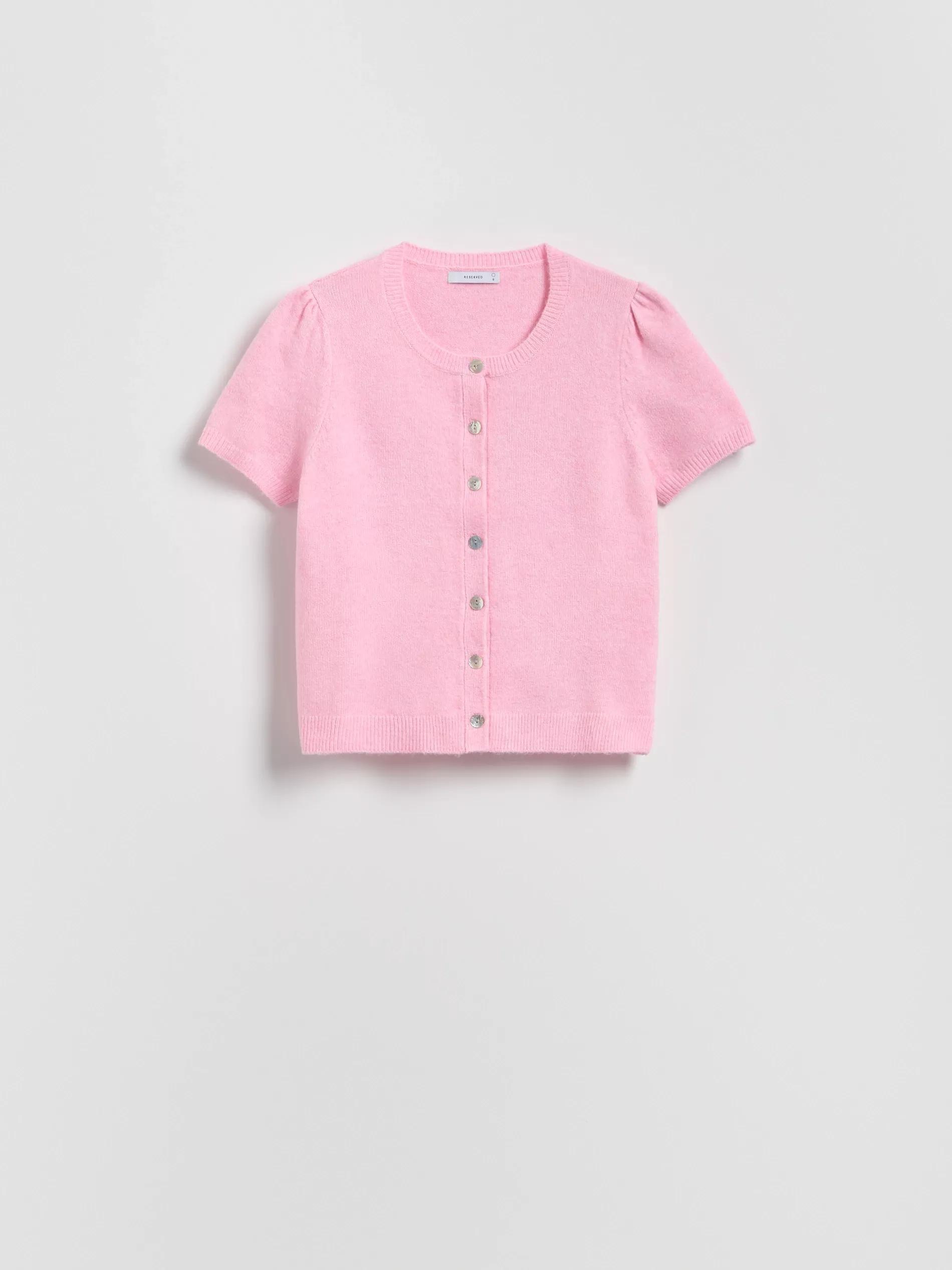 Pink Short Sleeve Cardigan, Pink, large image number 4