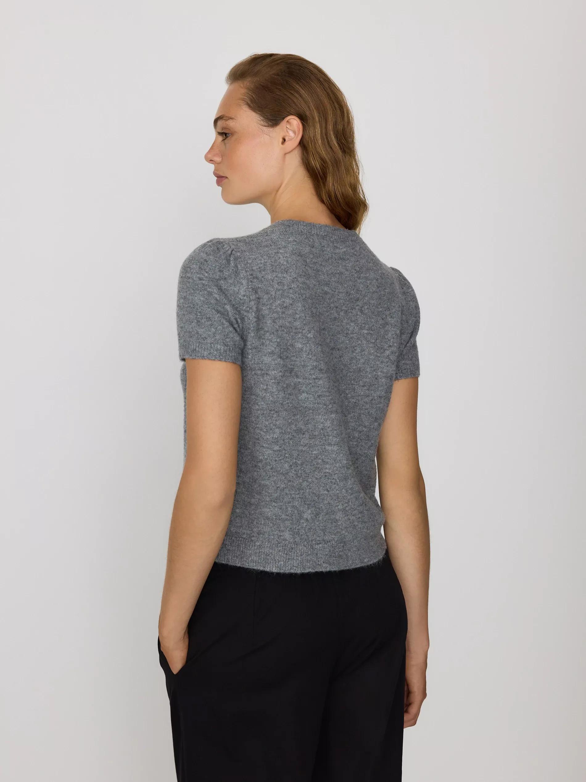 Grey Short Sleeve Cardigan, Grey, medium