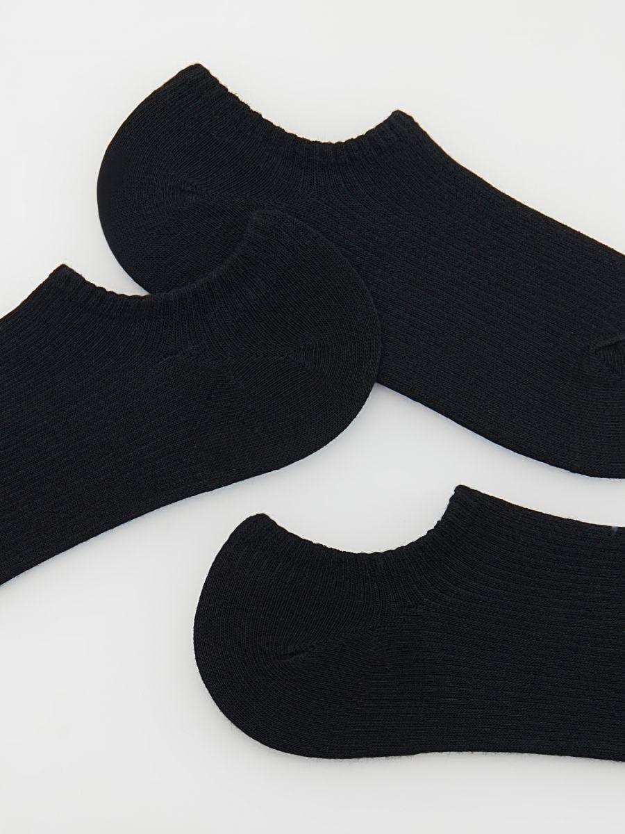 Black Cotton Short Socks, Set Of 3, , large image number 1