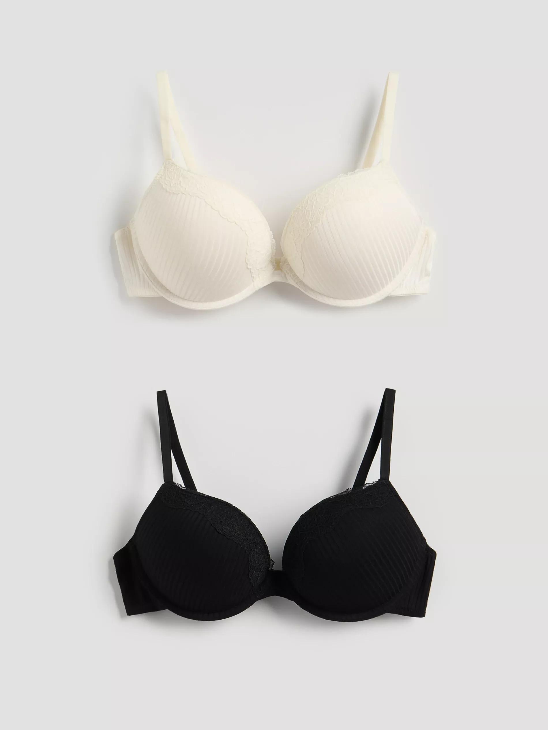 BLACK 2-pack of viscose-blend bras, Black, large image number 1