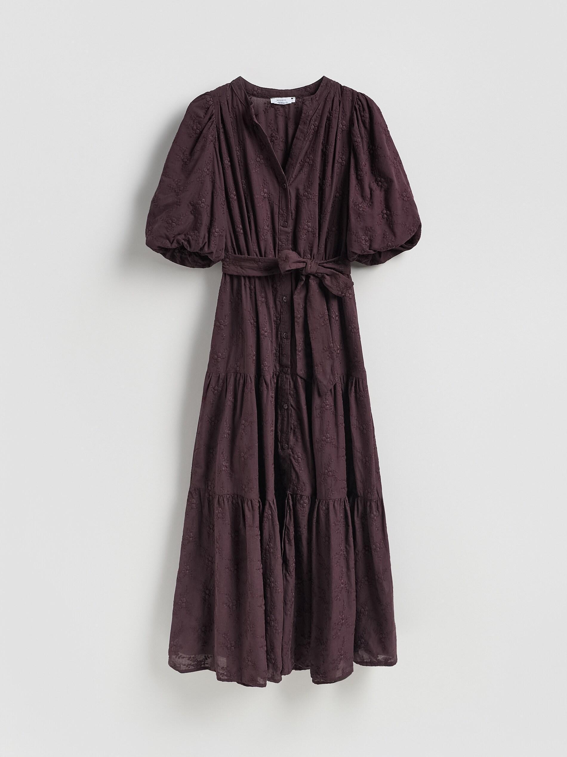 Brown Maxi Dress With Embroidery Detailing, Burgundy, large image number 4