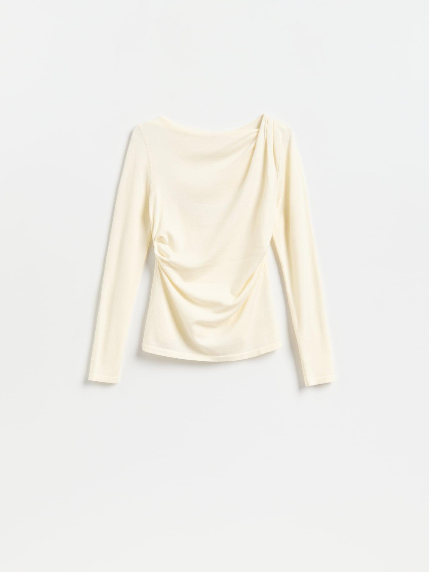 Beige Lyocell Blend Blouse, Ivory, medium