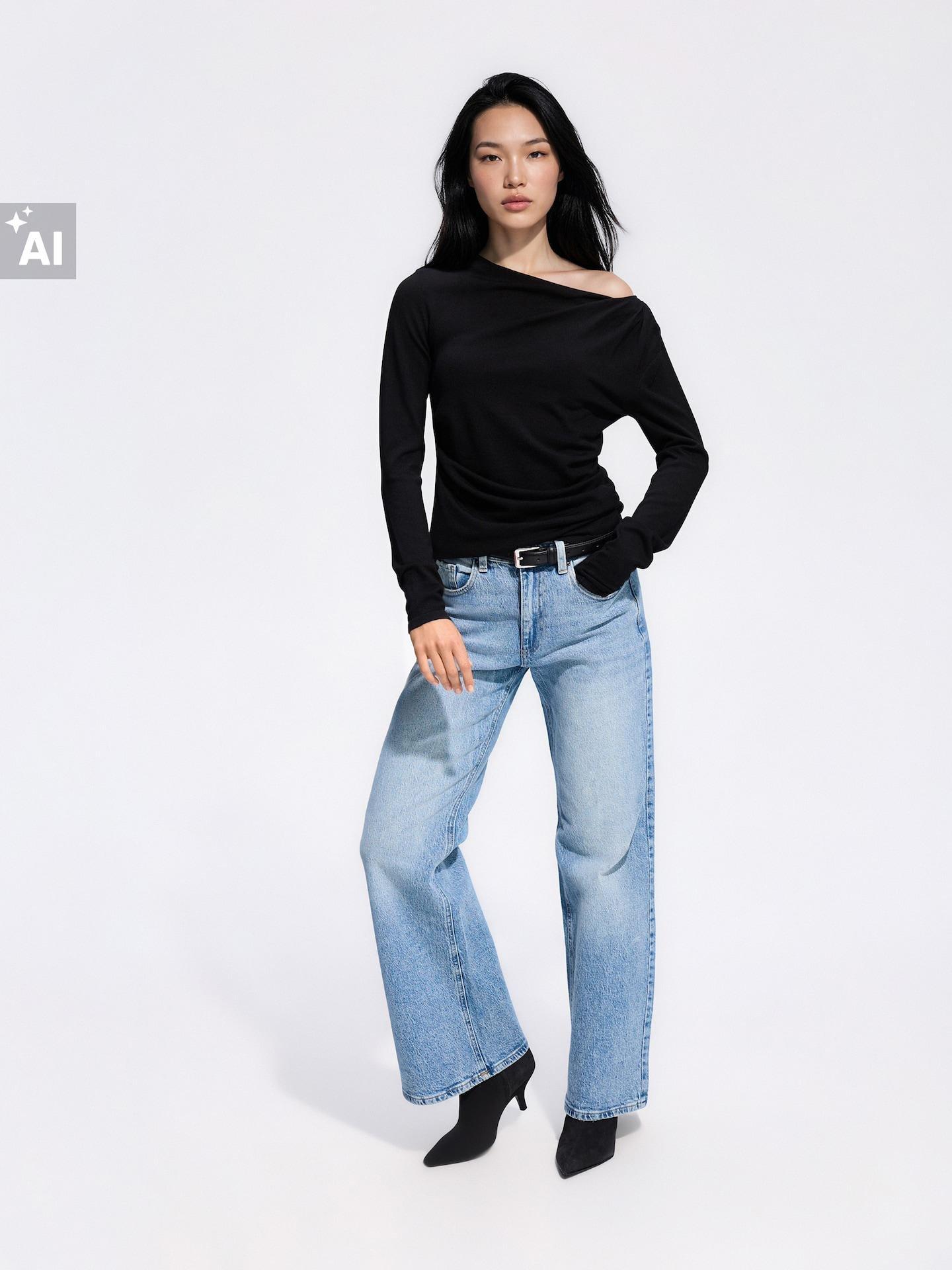 Black Lyocell Blend Blouse, Black, medium