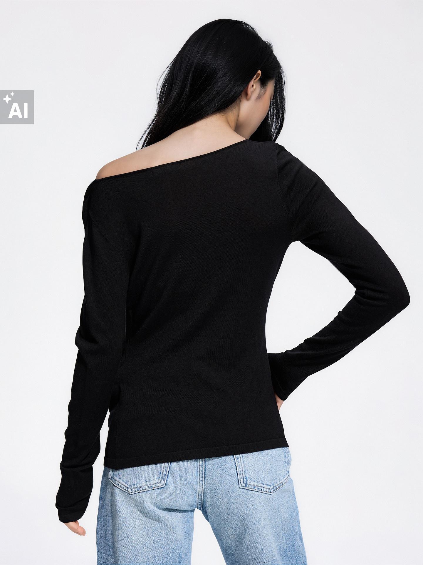 Black Lyocell Blend Blouse, Black, medium