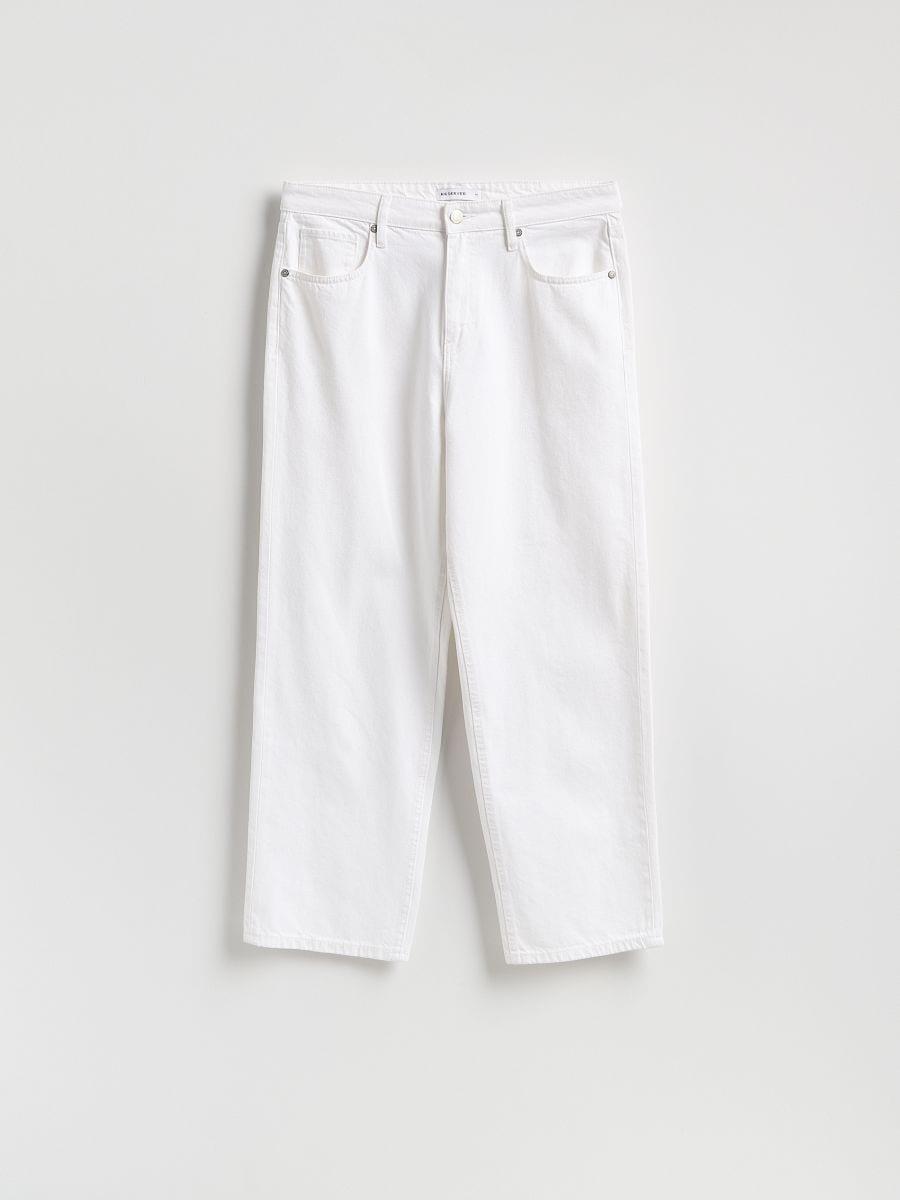 Cream Loose Fit Jeans, Ivory, large image number 0