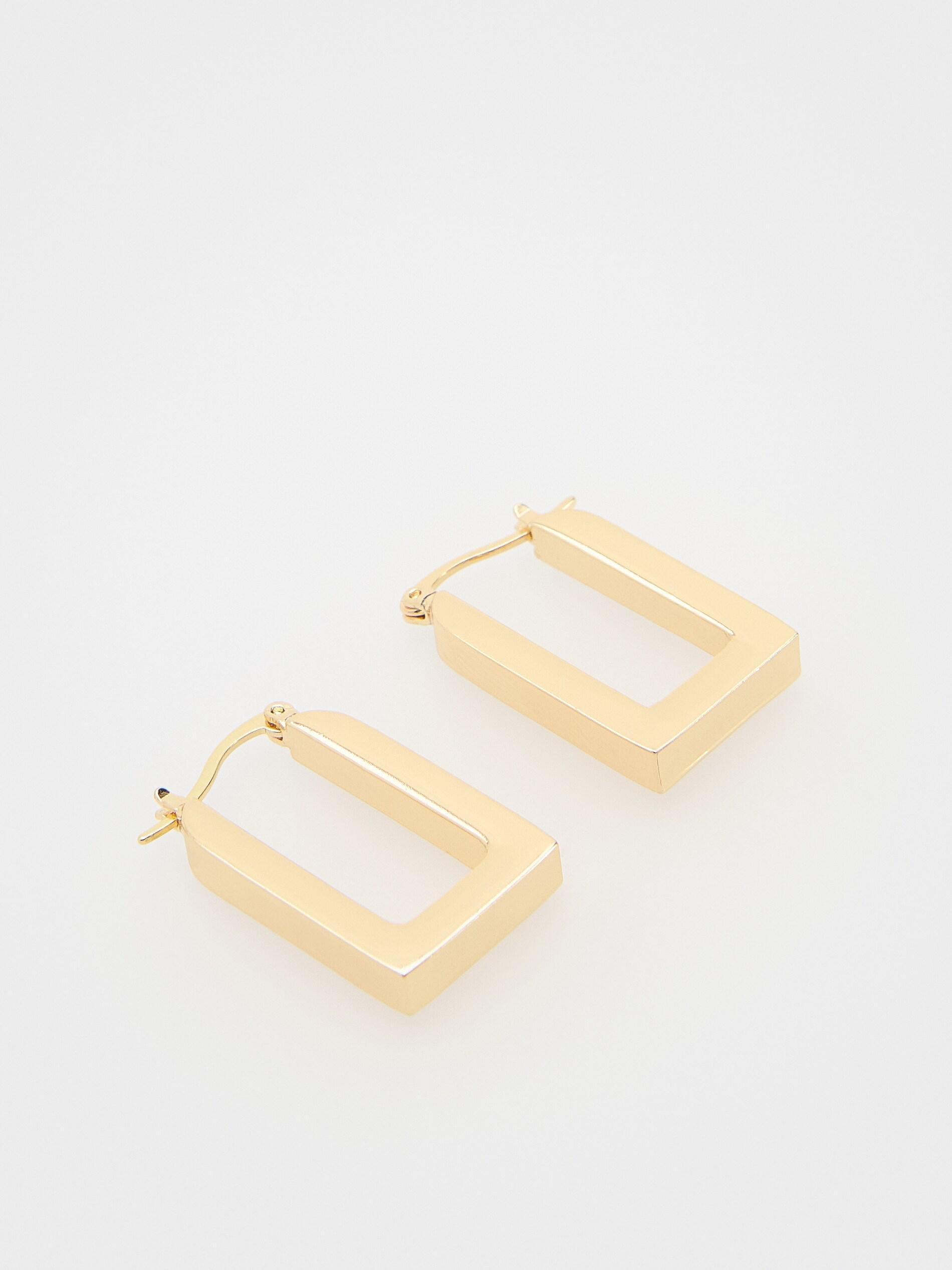 Gold Geometric Earrings, Golden, large image number 1