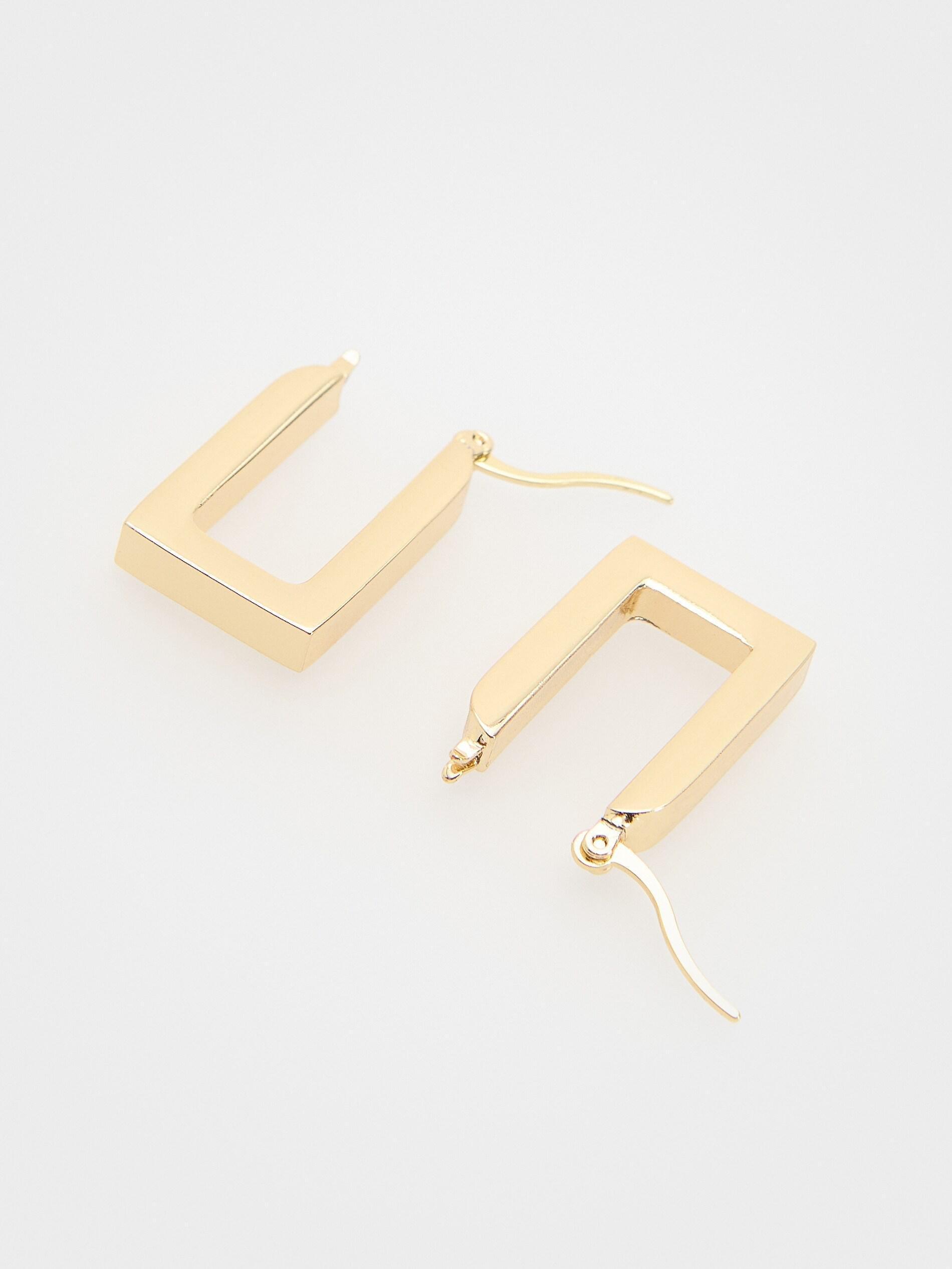 Gold Geometric Earrings, Golden, large image number 2